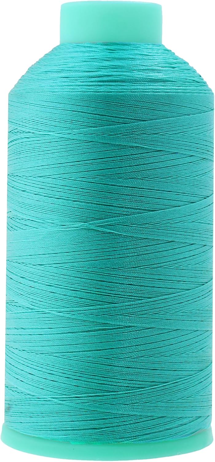 Mandala Crafts Bonded Nylon Thread Turquoise Heavy Duty Sewing Threads - 2843 YDs Size 46 210D T45 Tex 45 Thread for Leather Jeans Weaving Outdoor Marine Upholstery Threads