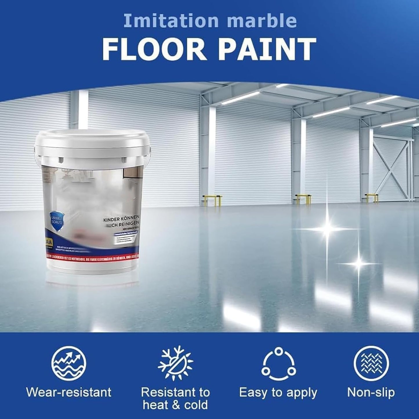 Epoxy Floor Paint, Epoxy Colored Sand Floor Paint, High-Gloss Marble Effect Self-Leveling Coating, Waterproof, Non-Slip, Ultra-Durable for Garage, Basement, Wood Floors (Sesame Gray,8.8Ib)