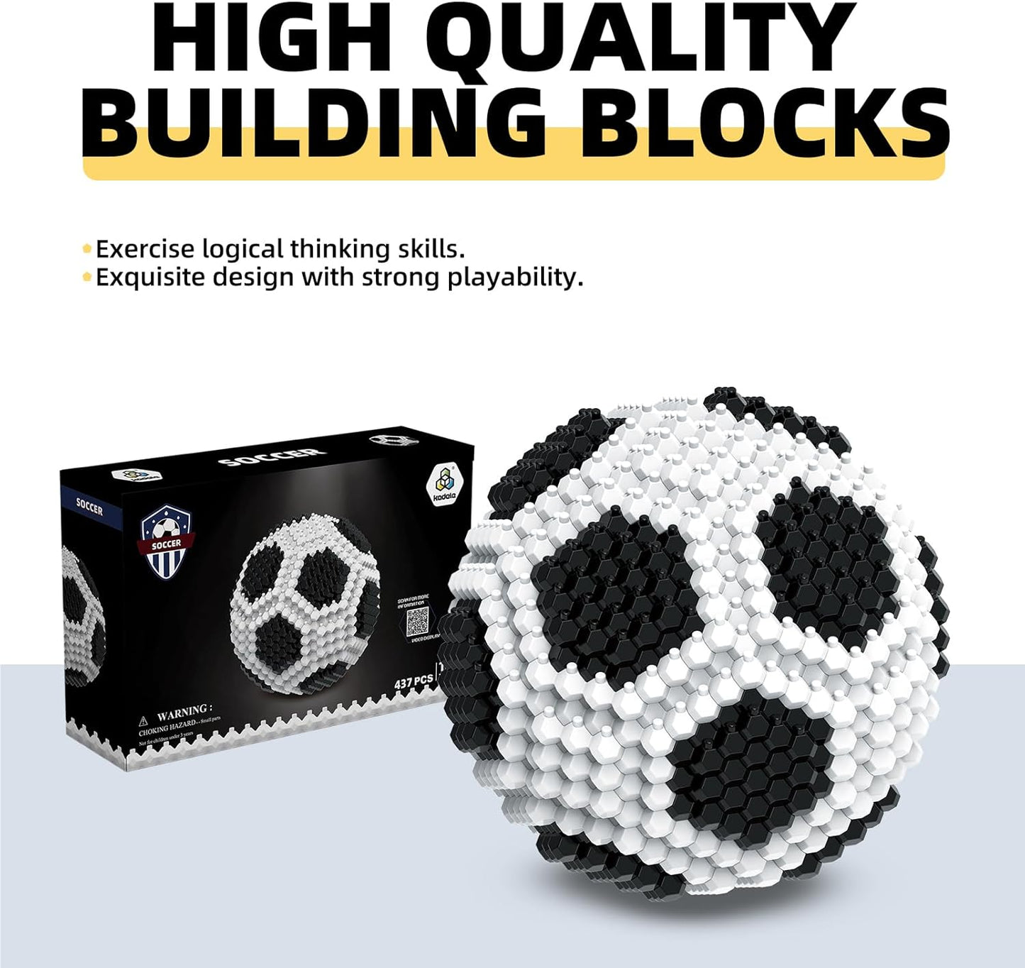 Soccer Building Block Set, Adults challenging STEM Block Decorations, Miniature 3D Educational Toys for Ages 14 15 16 and Above, (437 Pieces)