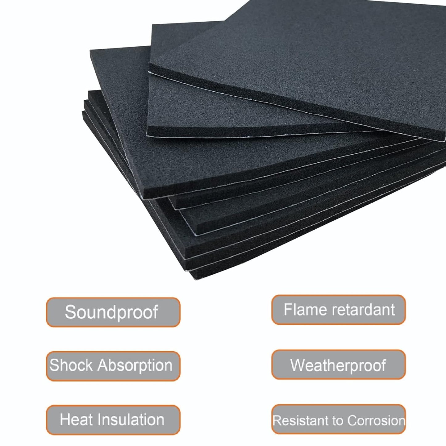 Rubber Adhesive Pads, 8 Pcs Closed Cell Foam Sheet Neoprene High Density Foam Anti Vibration Pads for Furniture Cars Speakers Black (4" x 4" x 1/8", 8 Pcs)