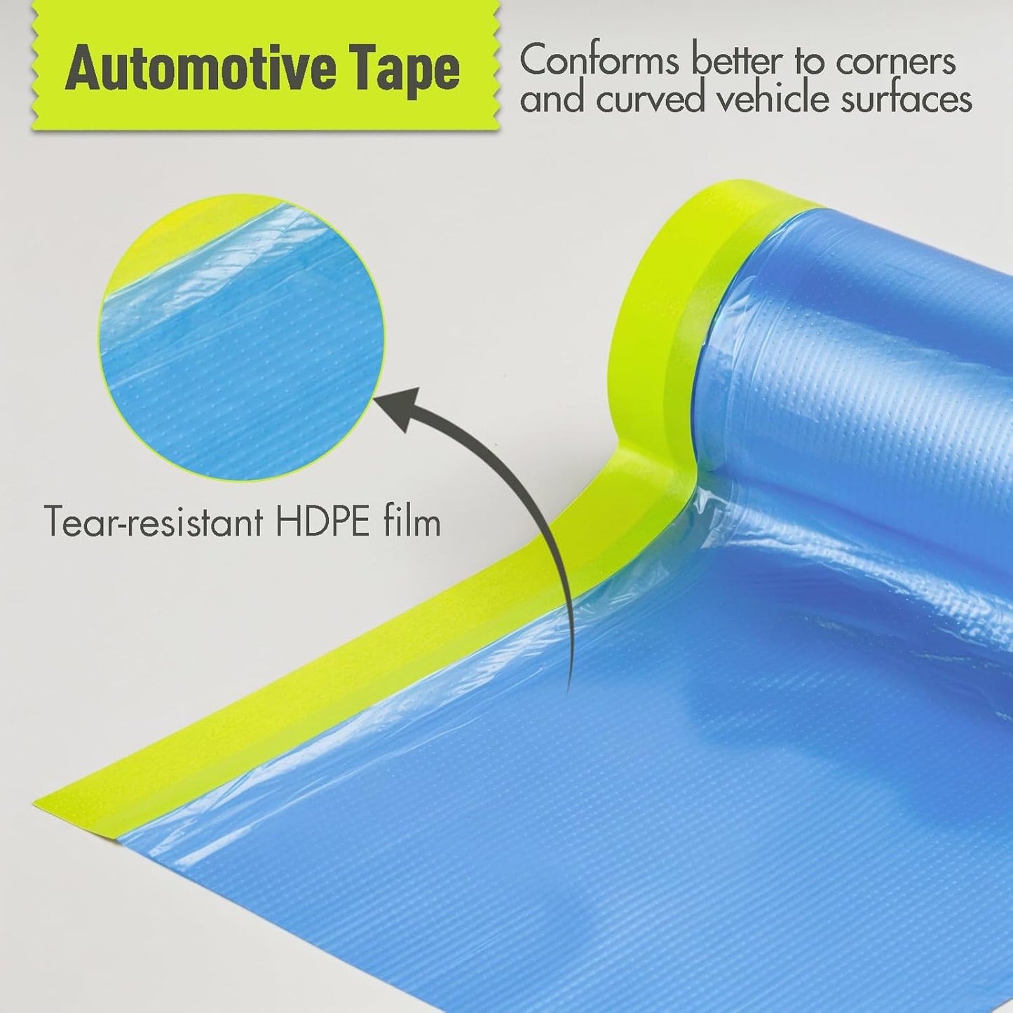 Pre-Taped Masking Film for Painting - 22" x 66' Painters Plastic Sheeting with Automotive Paint Tape and Drape for Covering Cars, Walls, Windows and Furniture Protection (5 Rolls)