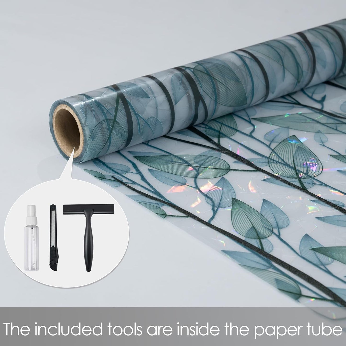 DKTIE Nature Pattern Rainbow Window Film Decorative Stained Glass Window Film Static Cling Films Easy Apply Removable Comes with Tools (U1747-rainbow, 35.4" x 118.1")