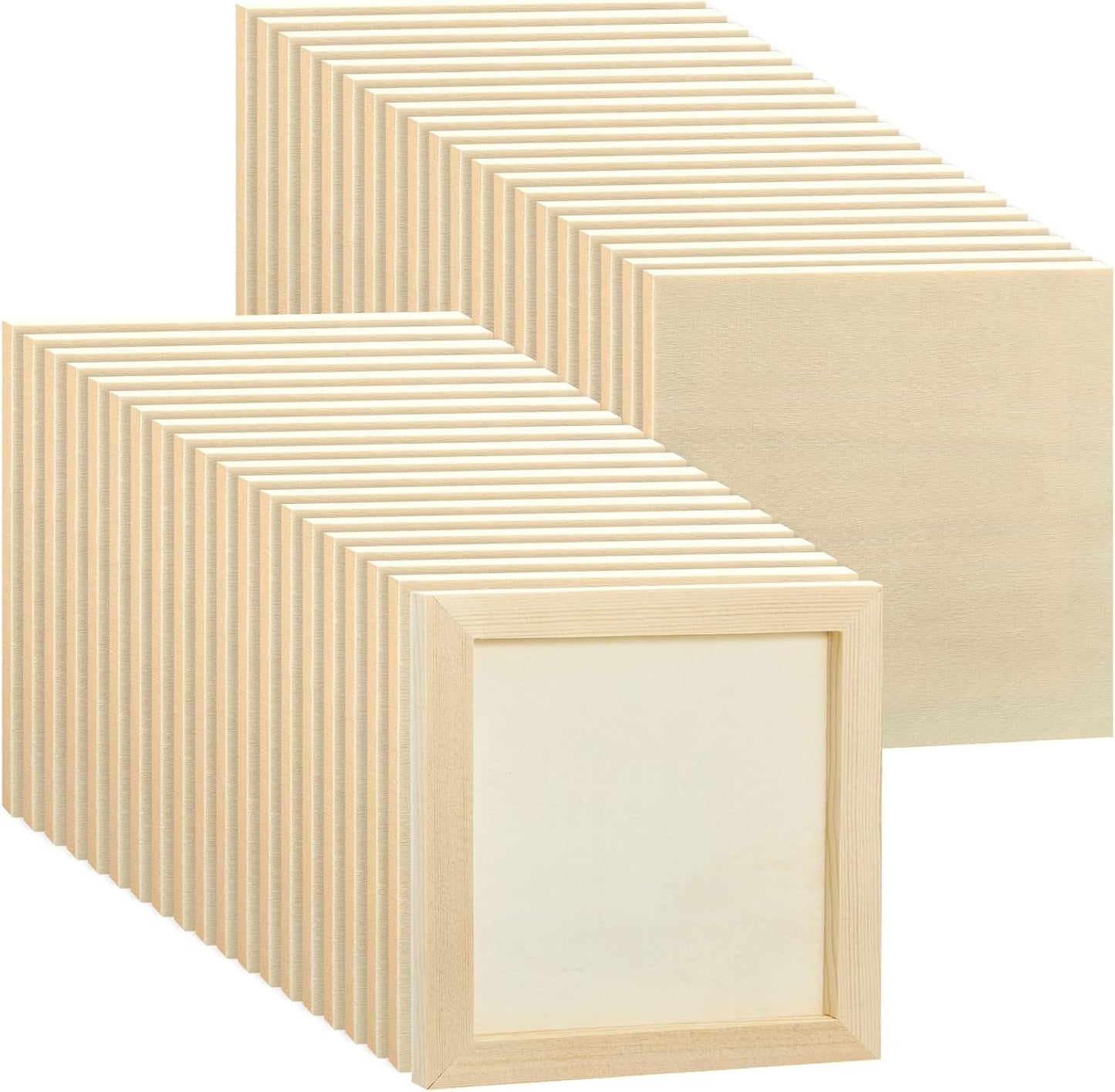 Kathfly 48 Pcs 6 x 6’’ Wood Panel Boards, Unfinished Wood Canvas Panels for Painting Crafts DIY Drawing Pouring Art Projects