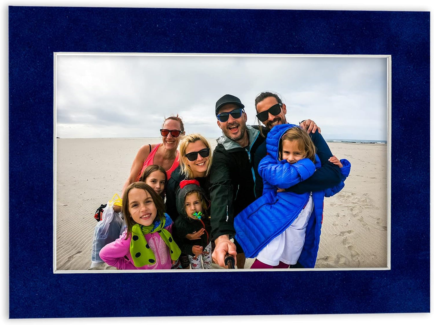 11x14 Mat Bevel Cut for 8.5x11 Photos - Acid Free Brooke Blue Suede Precut Matboard With Backing Board and Crystal Clear, Self Seal Mat Bag - For Pictures, Framing - 4-ply Thickness
