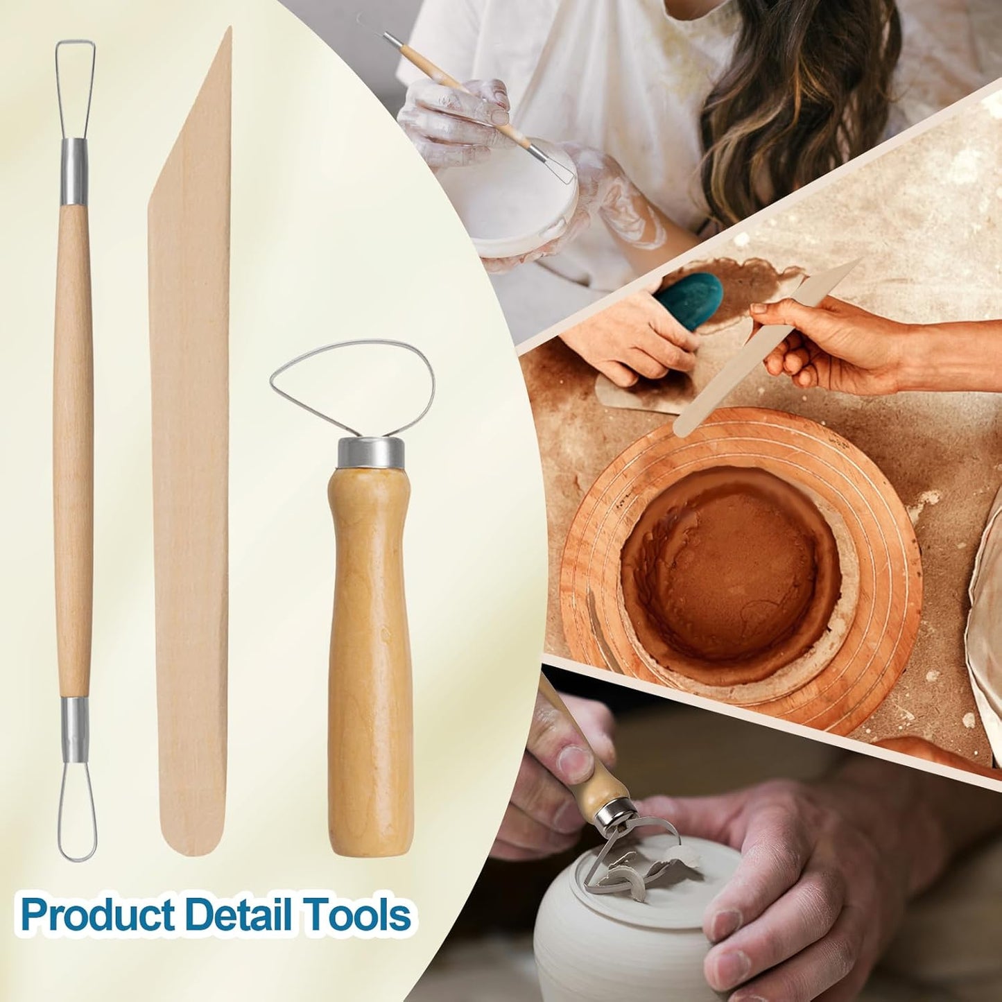 Amrules Clay Tools Kit, 12 PCS Pottery Tools, Practical Polymer Sculpting Tool Kit, Air Dry Clay Tool Set Suitable for Adults, Pottery Craft, Dotting, Drawing, Modeling, Shaping