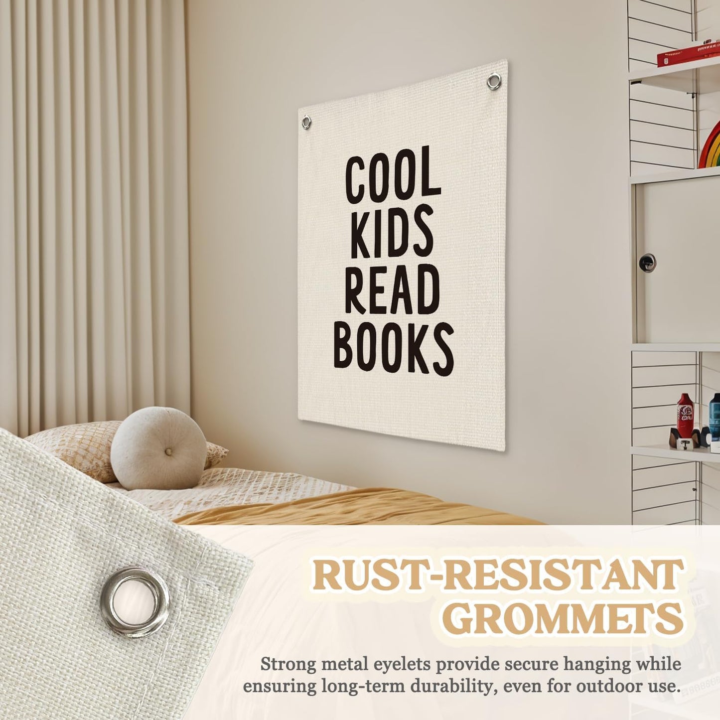 Reading Corner Decor for Classroom,Reading Nook for Kids,Cool Kids Read Books Linen Canvas Banner, Read Corner, Book Lover Gift,School Library Wall Hanging Flag Banner 18x25 Inch