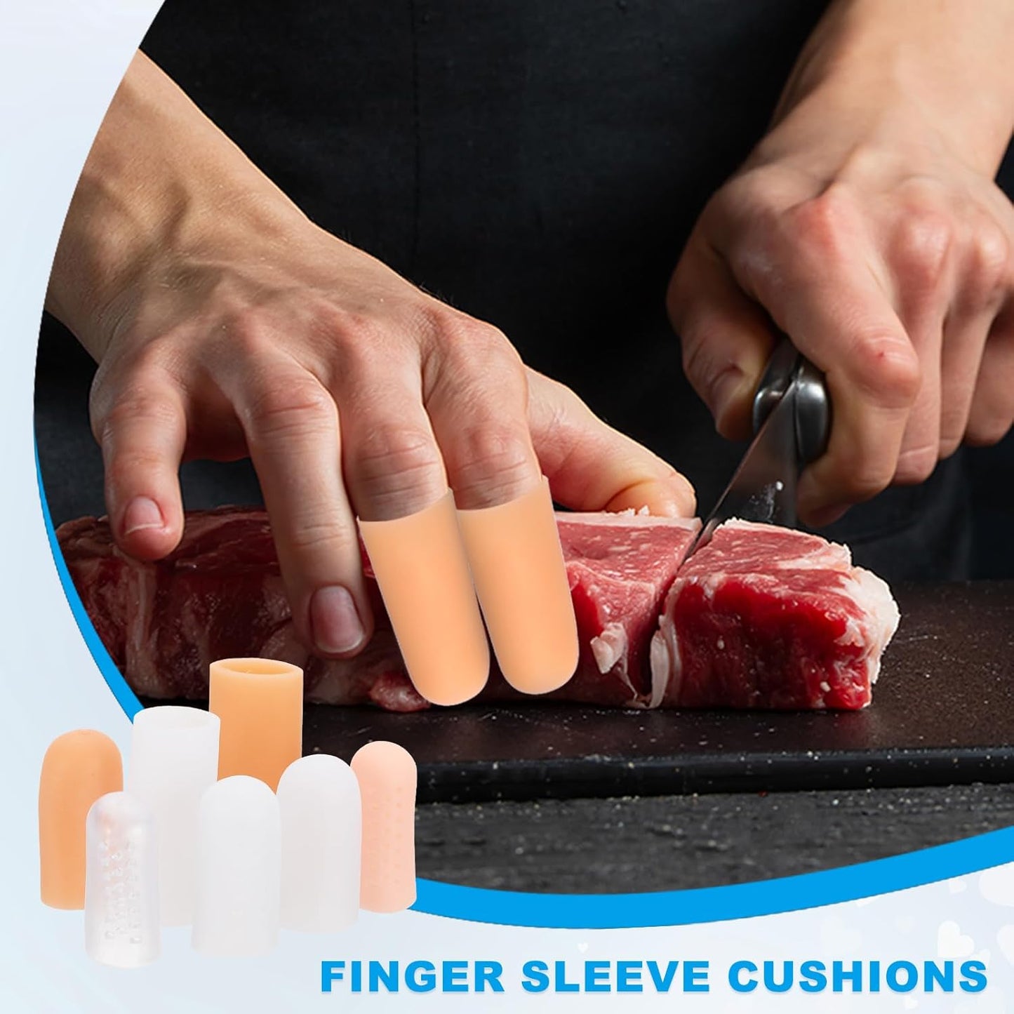 PATIKIL Gel Finger Cots 1.8"x0.67", 14 Pcs Silicone Finger Protector Support Finger Sleeve Cushions Thumb Protector Covers Fingertip Caps Gloves for Finger Cracking, Beige