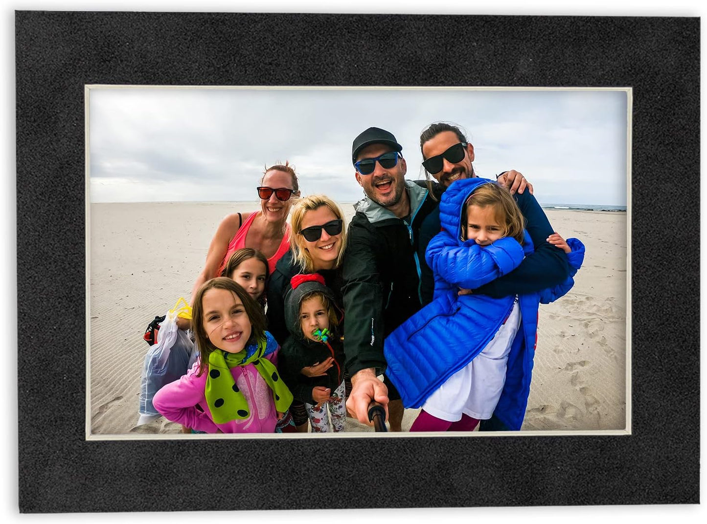 8.5x11 Mat Bevel Cut for 7x9 Photos - Acid Free Dark Grey Suede Precut Matboard with Backing Board and Crystal Clear, Self Seal Photo Mat Bag - for Pictures, Photos, Framing - 4-ply Thickness
