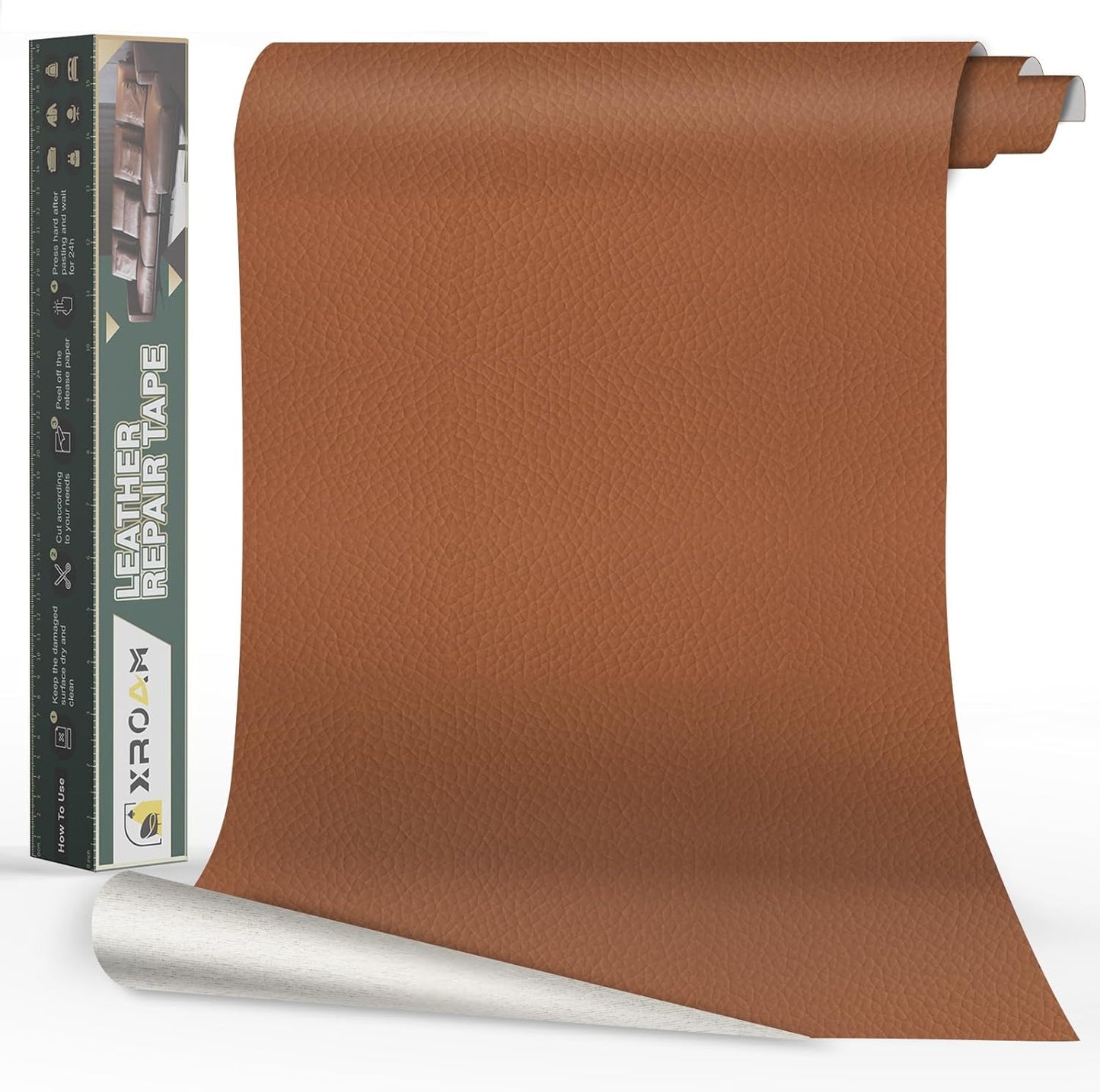 Leather Repair Tape, 16x40 inch Leather Patches for Furniture, Self Adhesive Leather Repair Patch for Sofas, Couches, Leather Covers, Seats, Chairs, Vinyl Repair Tape Light Brown