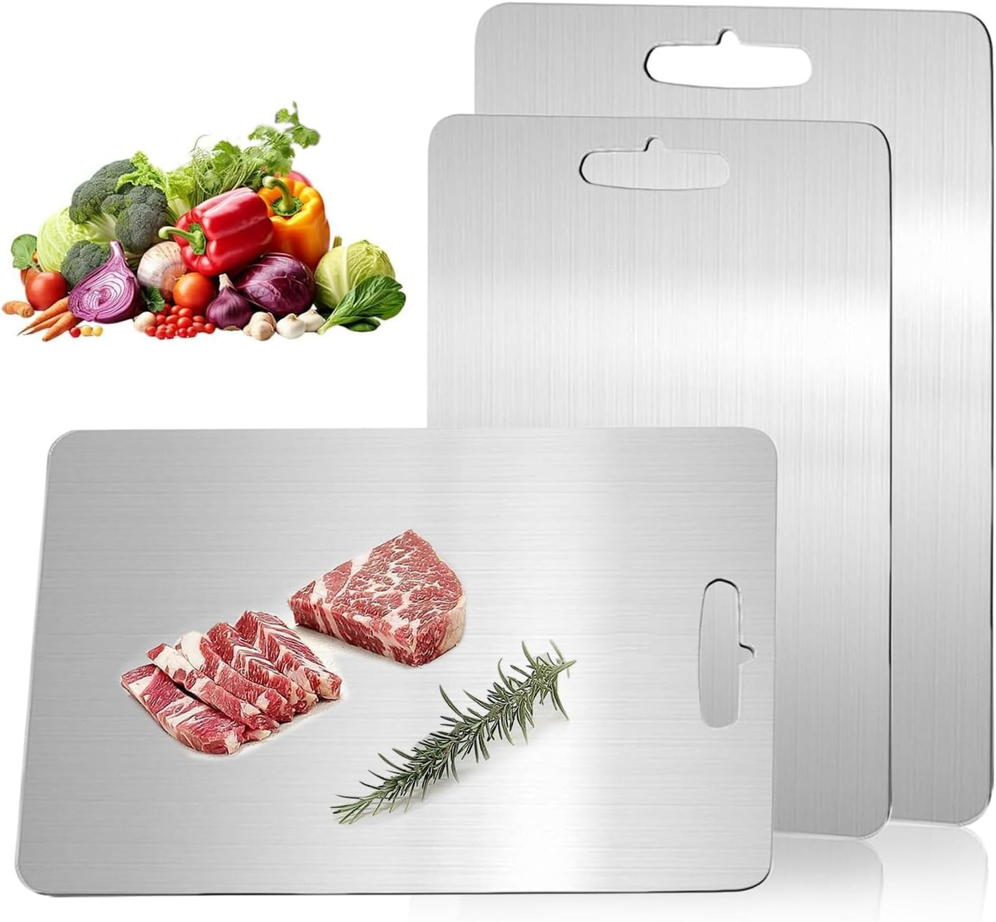 Titanium Cutting Boards for Kitchen,Katuchef Titanium Cutting Board,Non toxic Doubld-Side Available Chopping Boards, Easy to Clean and Store(2PC-M+XL)