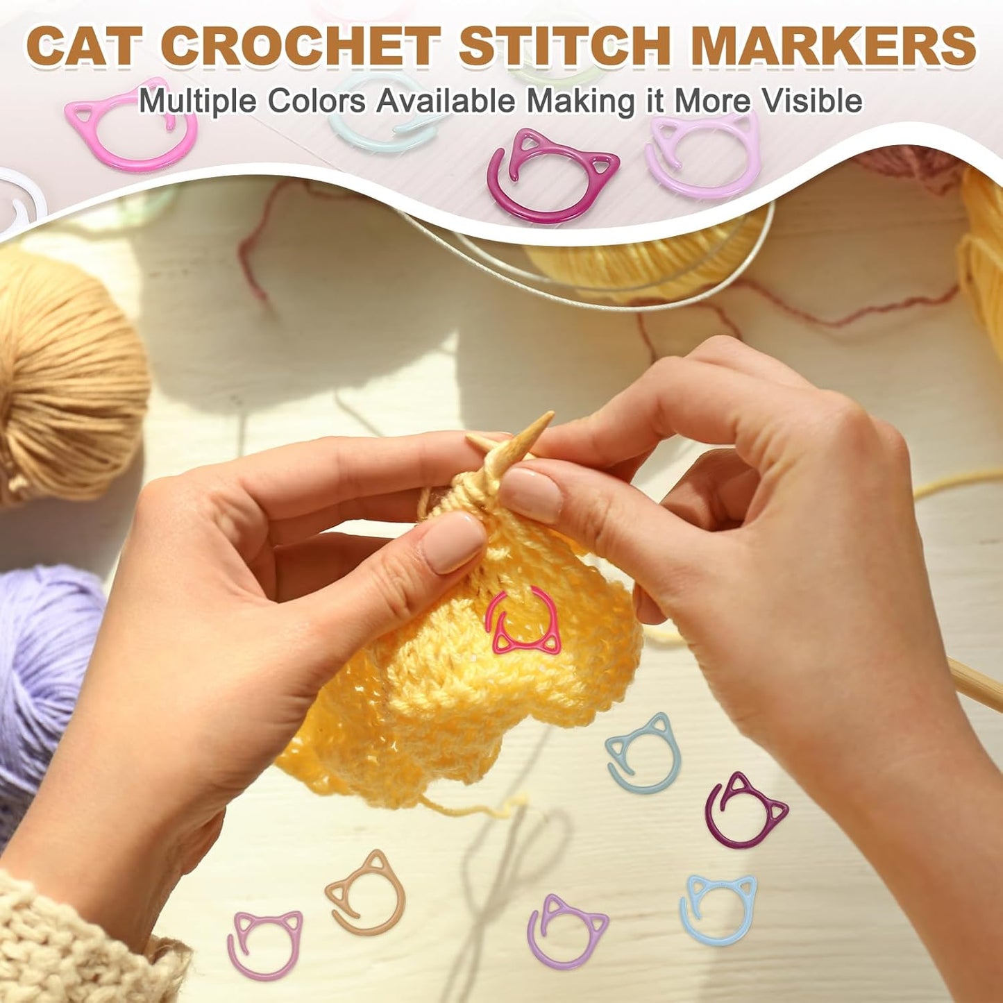 PATIKIL Cat Crochet Stitch Markers, 12 Pack Stitch Marker for Knitting Crocheting Supplies Cute Metal Spiral Knit Clip Ring Counters for Crochet Yarn DIY Crafts, Red