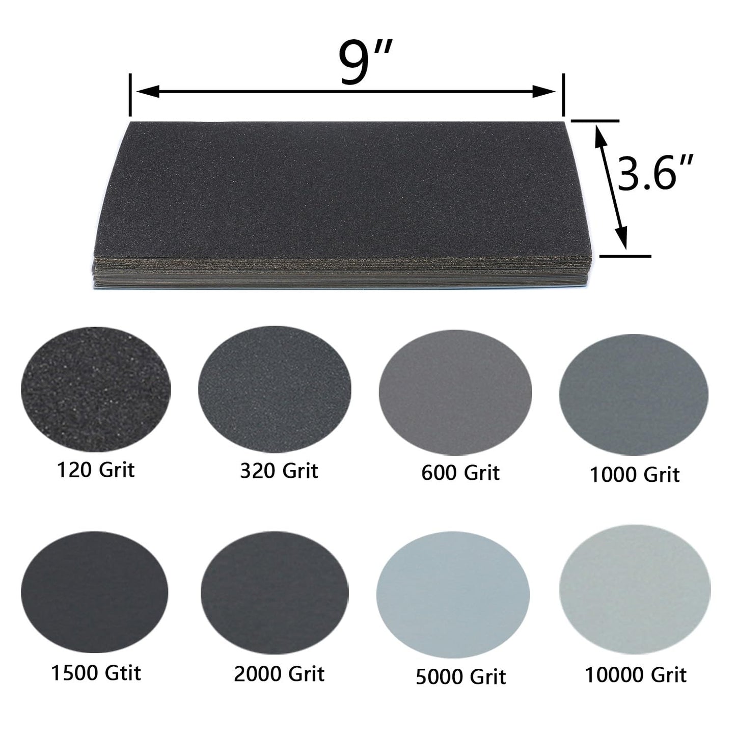 60Pcs of 9x3.6 Inch 8 Grit Mixed Packing Wet and Dry Sandpaper, Woodworking Furniture/Automobiles/Metal/Lacquer Polishing Sanding Sheets，120/320/600/1000/1500/2000/5000/10000 Grit