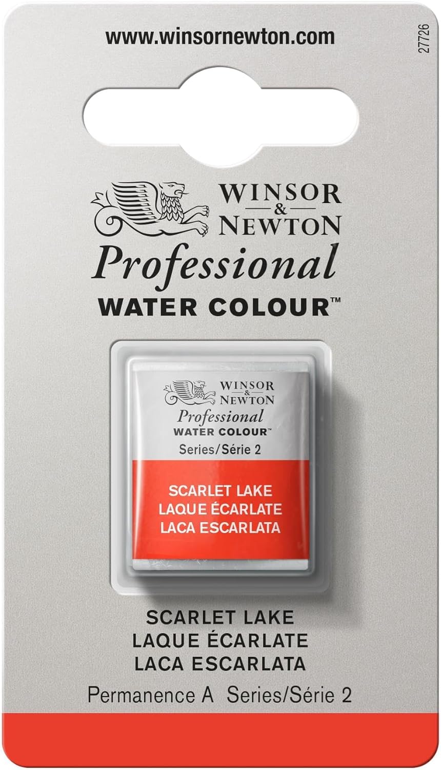 Winsor & Newton Professional Water Colour Paint, Half Pan, Scarlet Lake