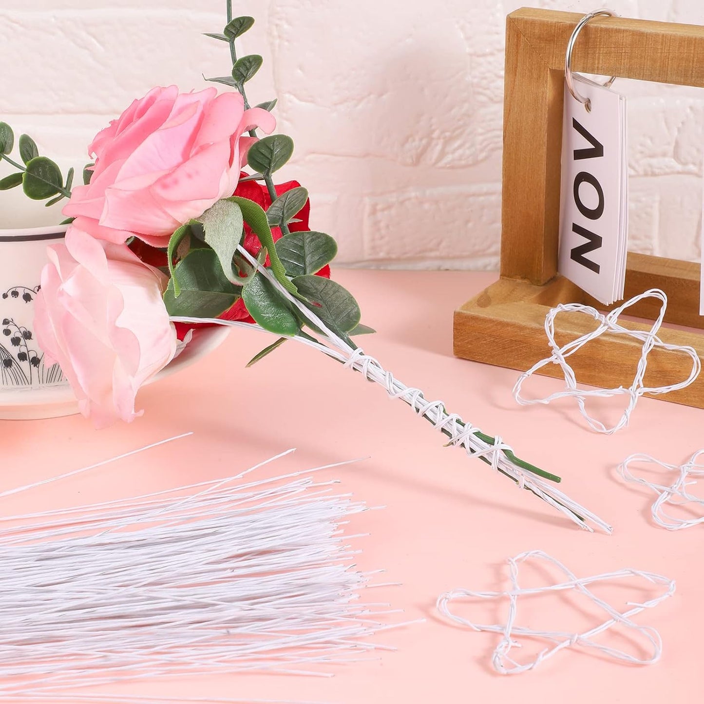 200 Pcs Floral Wire - 26 Gauge Crafts Wire for Florist - White (14 Inch)