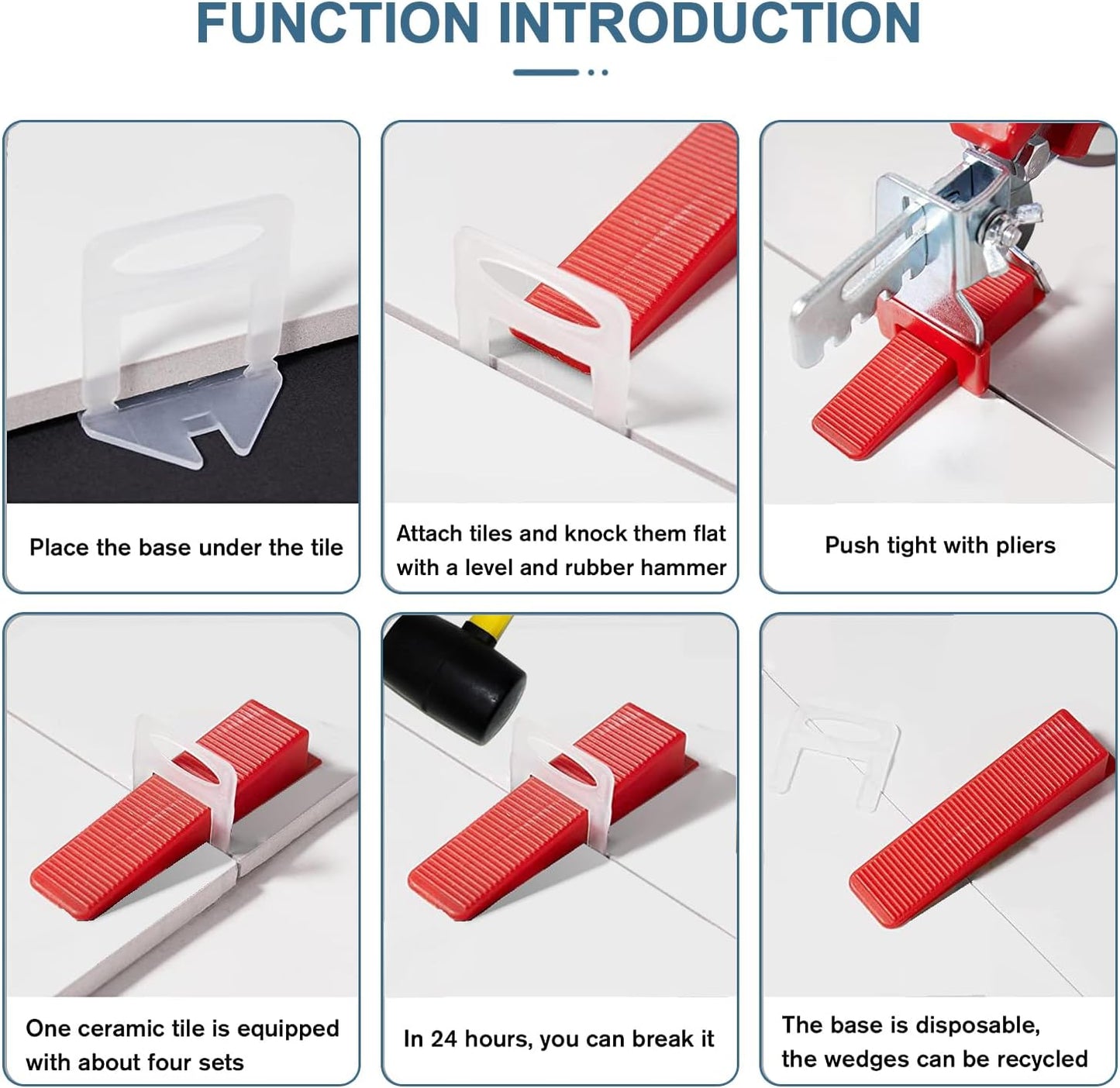 Tile Leveling System Clips 1/8" 2000 Piece 3.0mm Tile Leveler Clips DIY Tile Spacers Tile Leveling Clips for Professional Ceramic Tile and Stone Installation