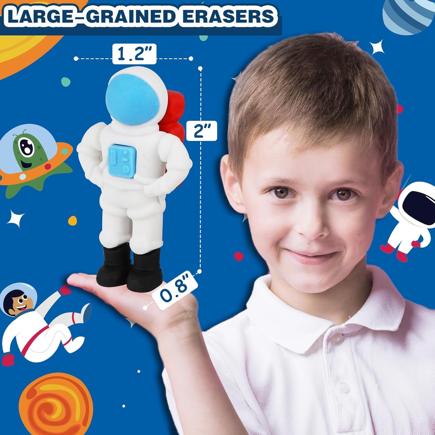 Erasers Set for Kids, Space Astronaut Pencil Eraser Bulk for Kids, Take Apart Puzzle Erasers for Classroom Prizes, Game Reward, Egg Fillers, Back to School Gift for Boys and Girls Desk Pets