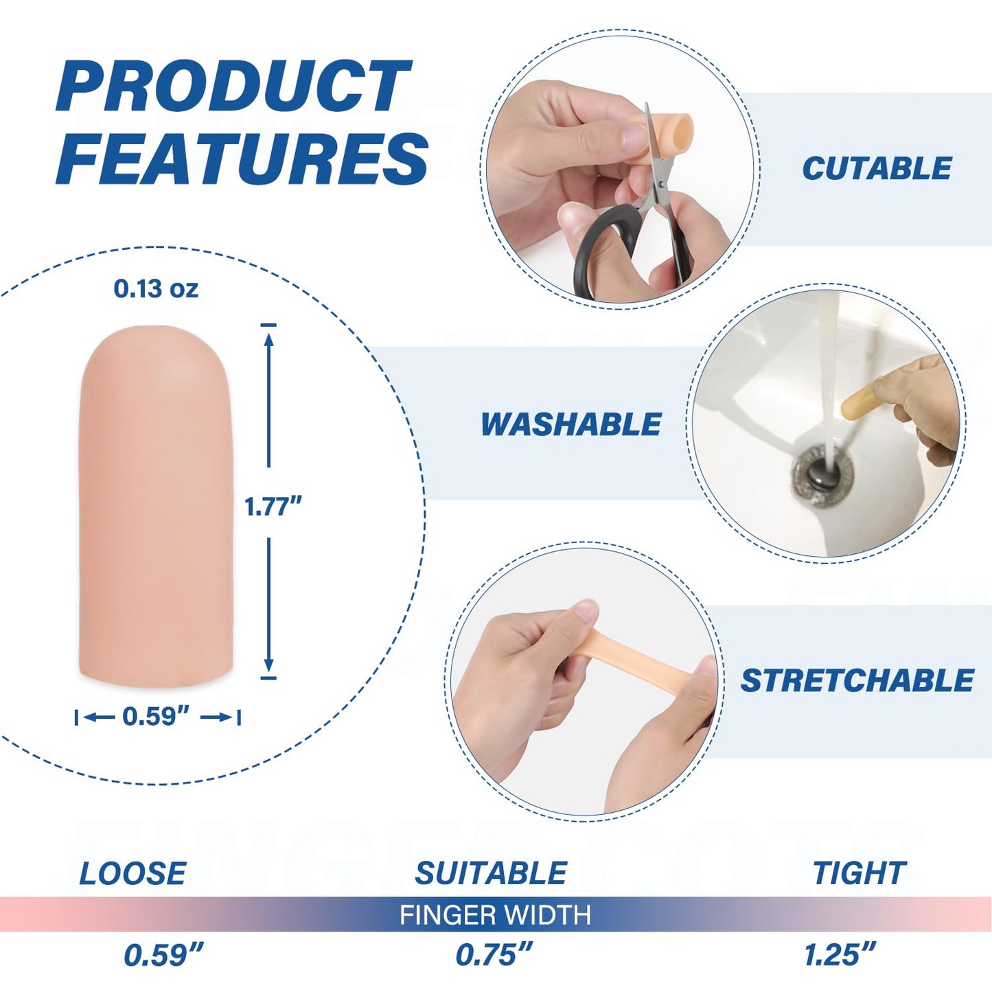 MasterMo Gel Finger Cots Protectors, Silicone Fingers Covers Bandages Caps Sleeves for Fingertip Thumb Protection, Ideal for Trigger, Arthritis, Cracking, Blisters, Callus, Hangnail & Pain Relief (Nude, M, 10PCS)