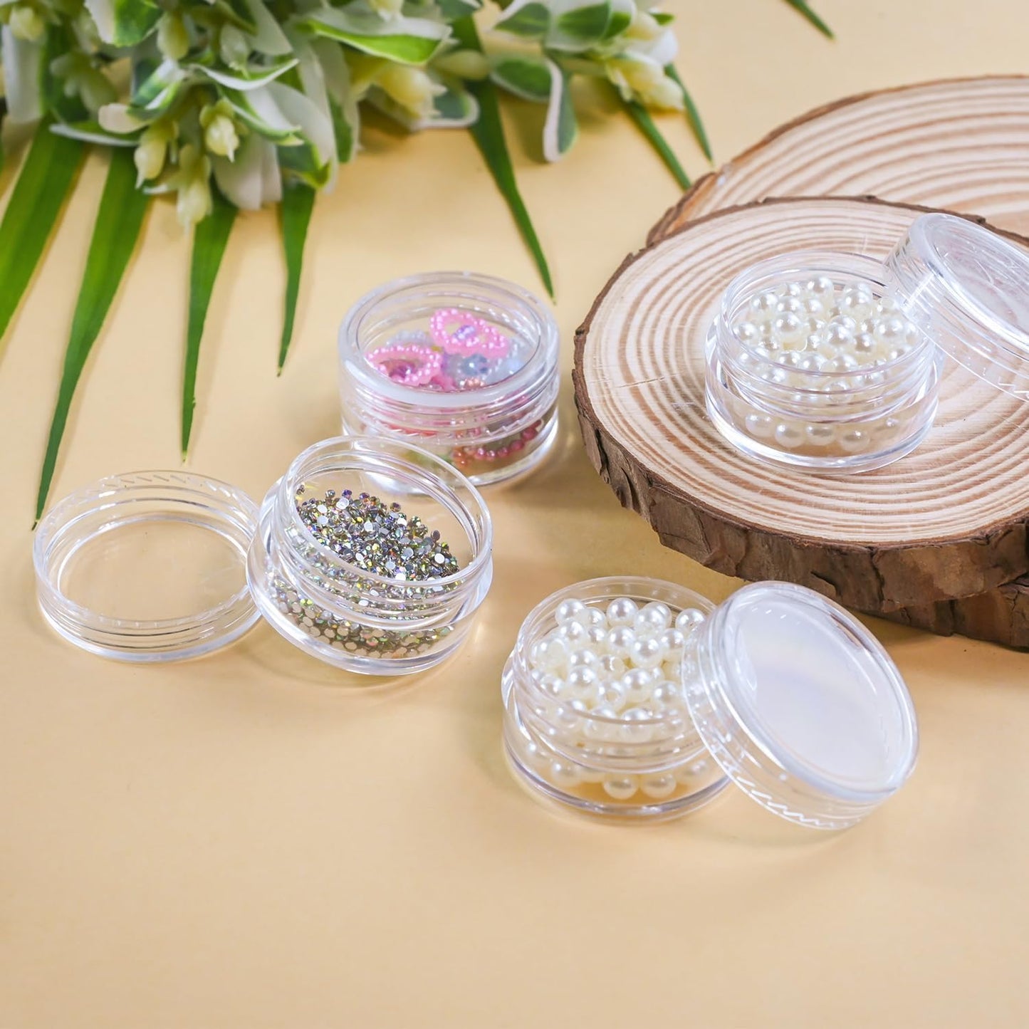 5g Cosmetic Sample Jars with Lids, 50 Pack Clear Small Plastic Containers for Skincare, Face Cream & Lip Balm, BPA-Free, Refillable Travel Size Containers