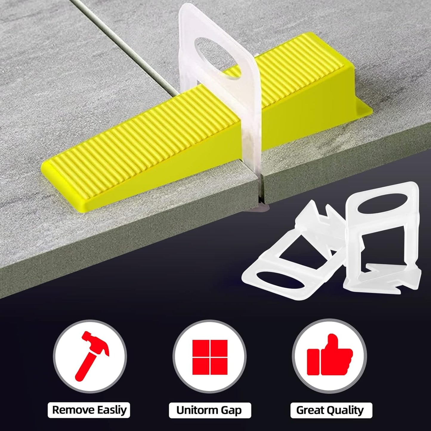 1/8” Tile Leveling System Spacers 2000 PCS Tile Leveling Clips Kit Prevent Tile lippage Leveler Spacers for DIY Professional Ceramic Tile and Stone Installation (1/8 IN, 2000)