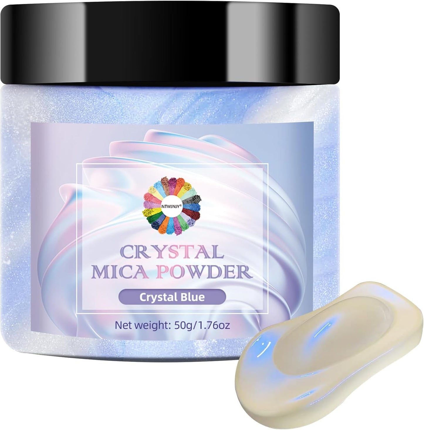 Crystal Blue Mica Powder for Epoxy Resin，Natural Shimmer Mica Powder Used for Coloring Resin Artwork, car Spray Paint, Candles, soap, Lip Gloss, Nail Polish(50g/1.7oz)