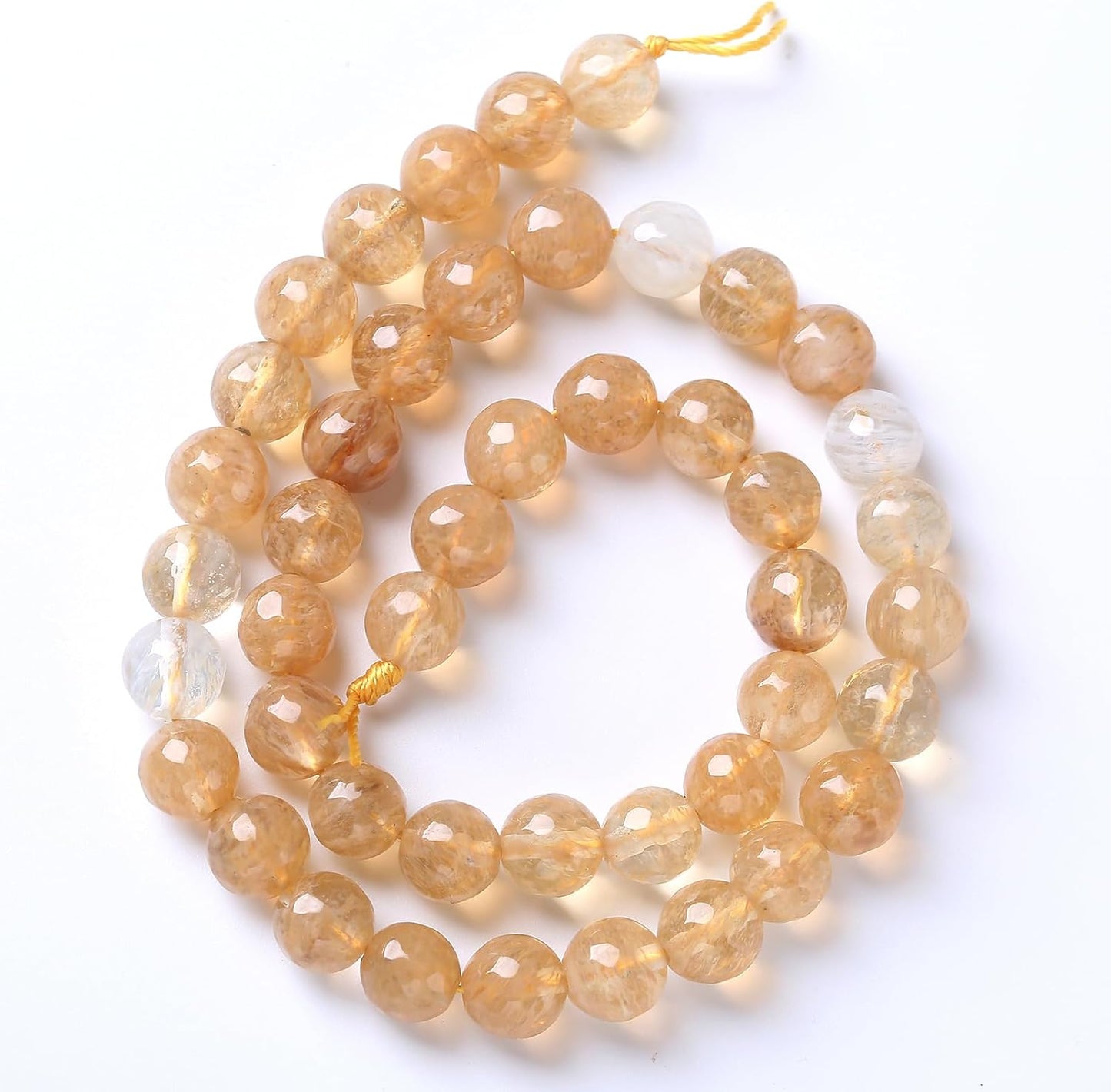 45pcs 8mm Natural Faceted Tea Watermenlon Jade Stone Beads for Jewelry Making Energy Healing Beads DIY Bracelet Necklace Accessories 15" (8mm, Faceted Tea Yellow Jade)