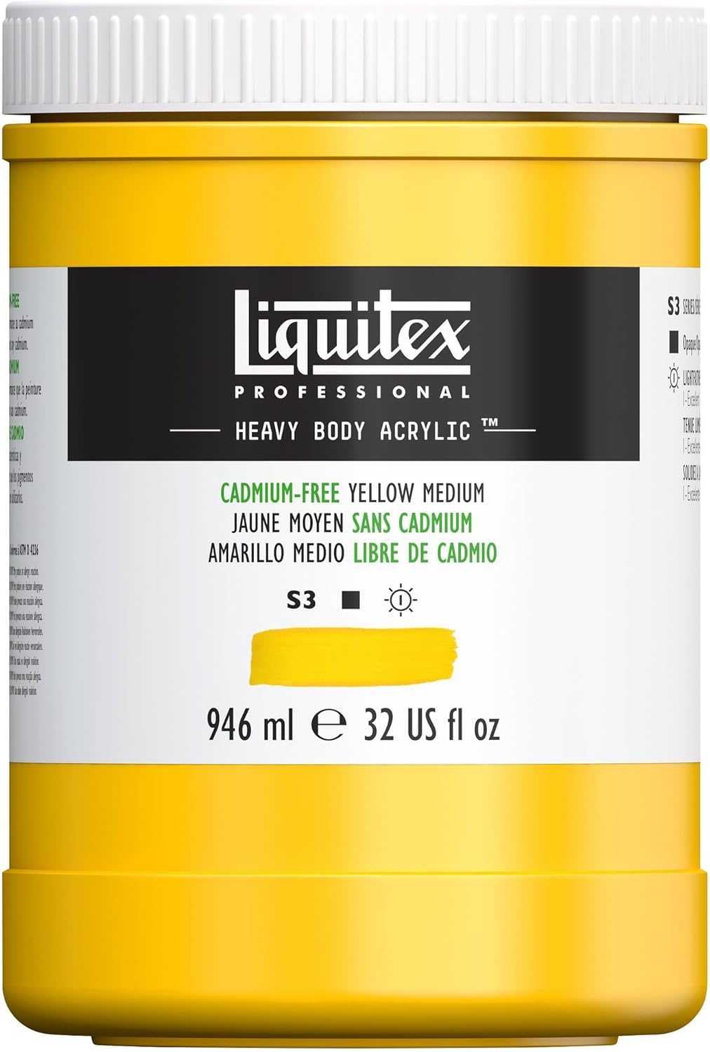 Liquitex Professional Heavy Body Acrylic Paint, 32-oz (946ml) Pot, Cadmium Yellow Free Medium