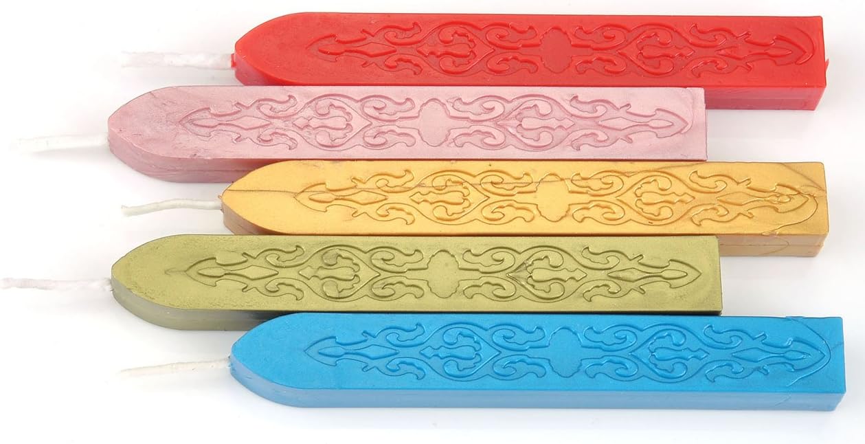 Yoption 5 Pcs Totem Fire Manuscript Sealing Sticks with Wicks Multi-Color Cord Wick Sealing Wax for Postage Letter Retro Vintage Wax Seal Stamp (Five Mix Colors)