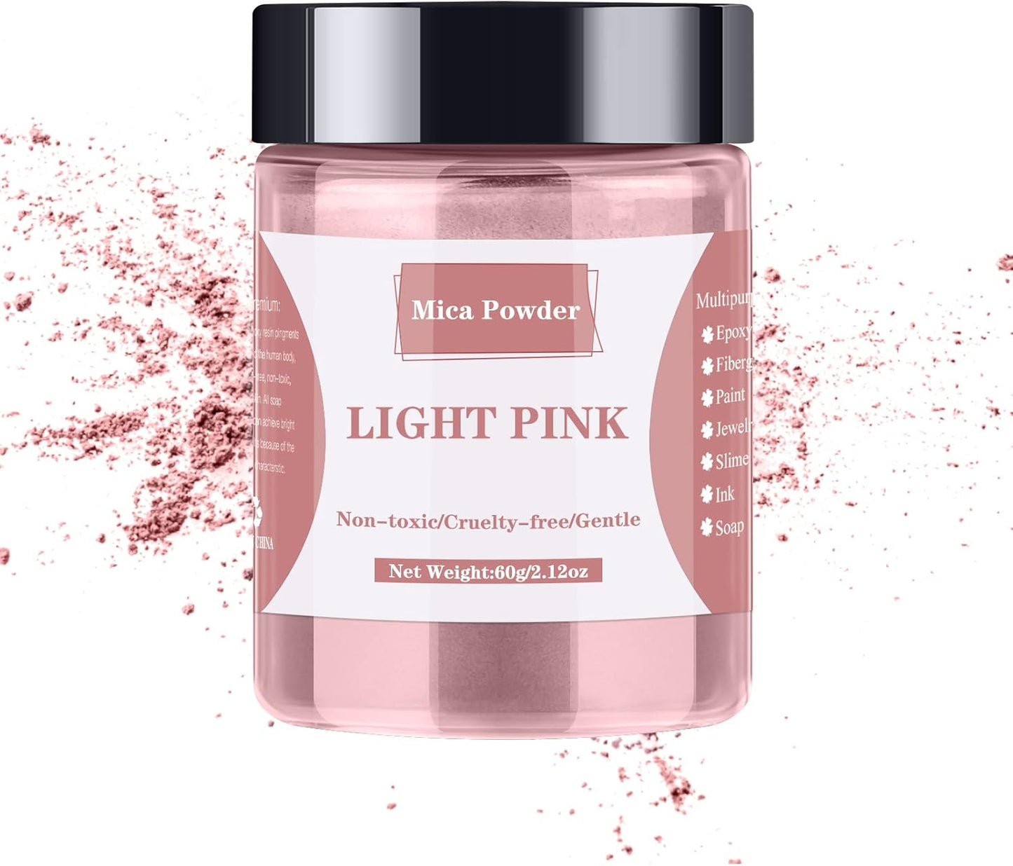 Mica Powder - 60g Mica Powder for Epoxy Resin - Pearl Pigment Powder Dye for Resin/Eye Shadow/Soap Making/Nails/Bath Bombs etc. (Light Pink)