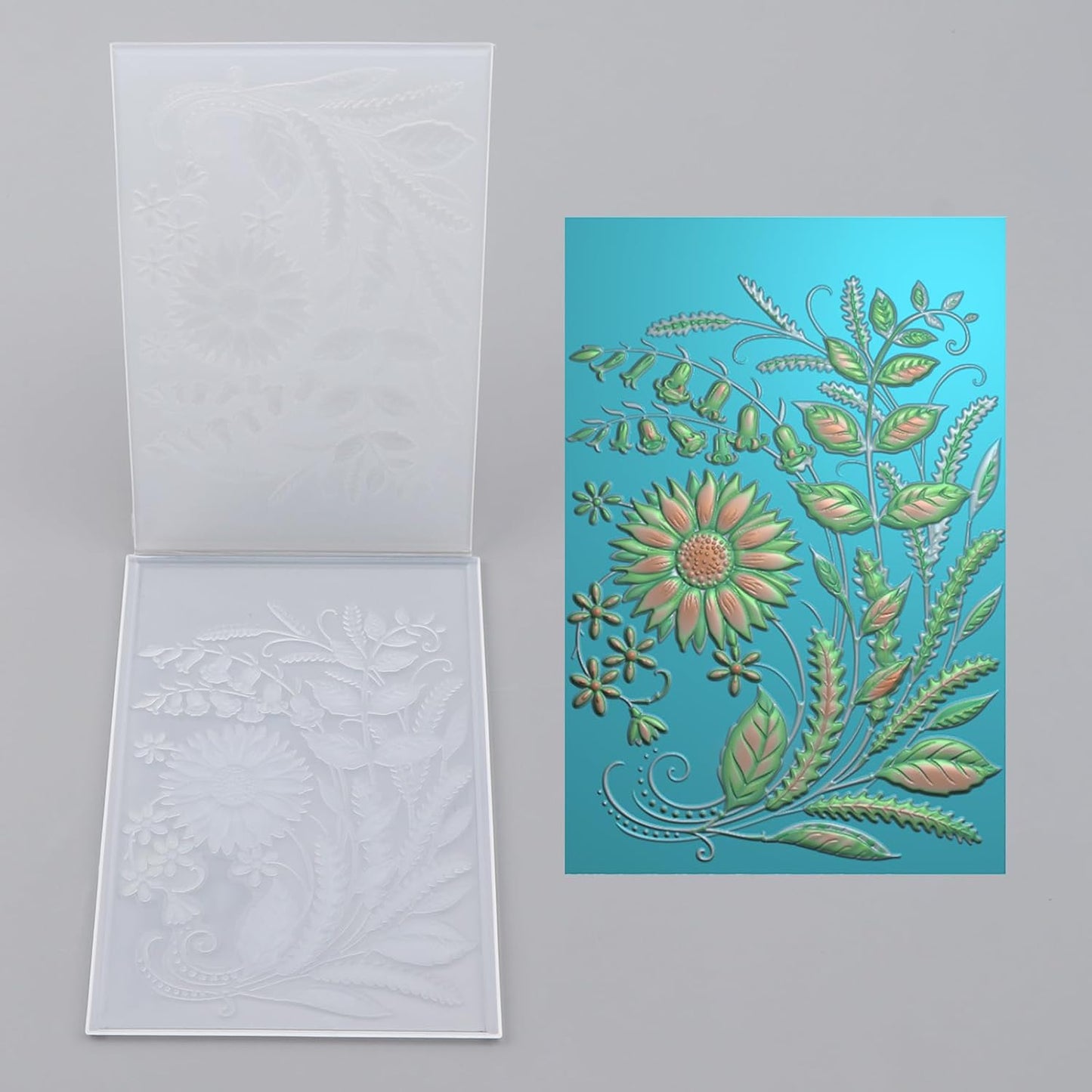 BAOFALI 3D Embossing Folders Sunflowers Leaves Textured for Card Making,Embossing Template Paper Card Embossing Stencil for DIY Scrapbooking Photo Album Card Paper Craft Decoration 6.3" L x 4.5" W
