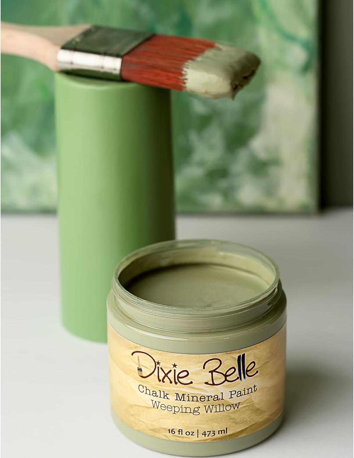 Dixie Belle Paint Company Chalk Finish Furniture Paint - Weeping Willow (4oz) - Matte Soft Green Chic Chalk Mineral DIY Furniture Paint