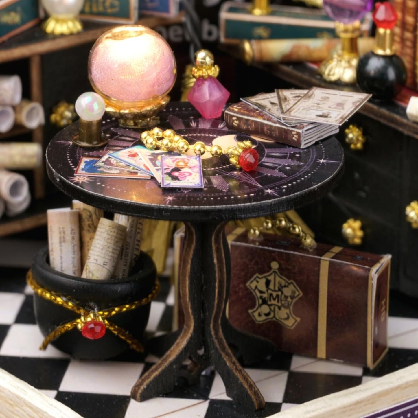 DIY Miniature House Kit, Mini House Building Kit with LED & Dust Cover, DIY Wooden Dollhouse Miniature Kit for Adults Teen, Wooden Crafts Lovely Dollhouse Kit, Moon Magic