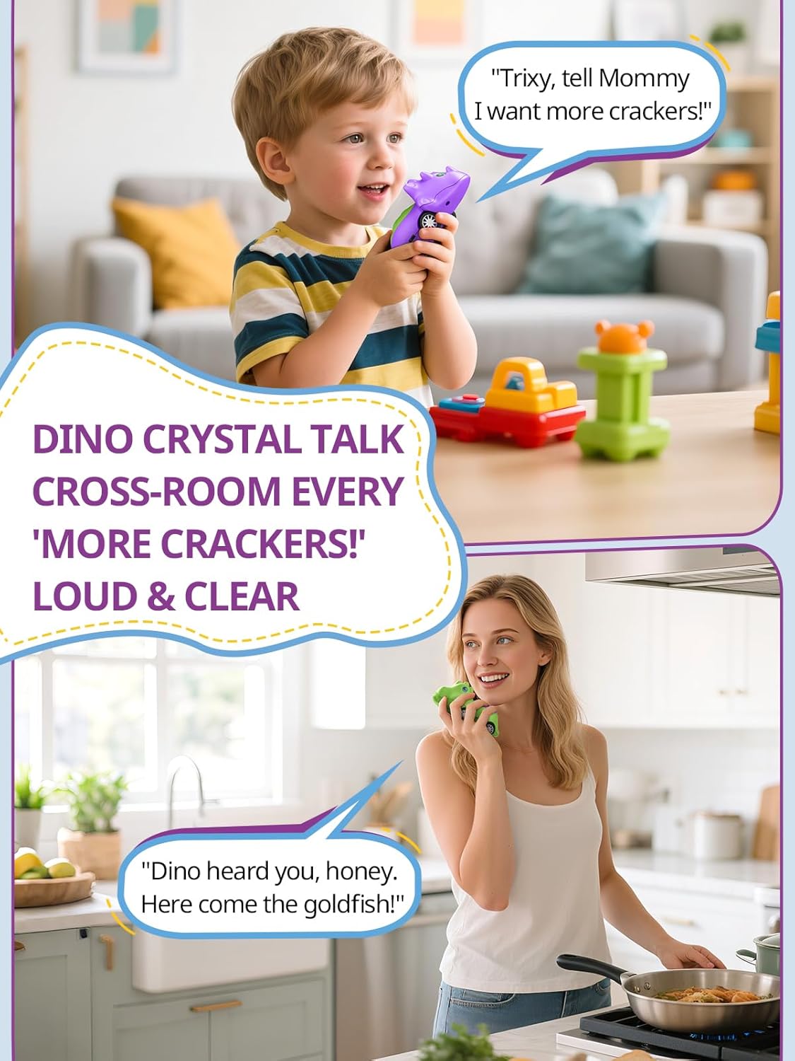 Dinosaur Walkie Talkies for Kids Rechargeable, Dino Toy Cars for Boys & Girls Ages 5-7, Crystal-Clear Audio, 48H Playtime, Fun Indoor & Backyard, 3 Year Old Boy Gift Birthday Xmas, 2 Pack