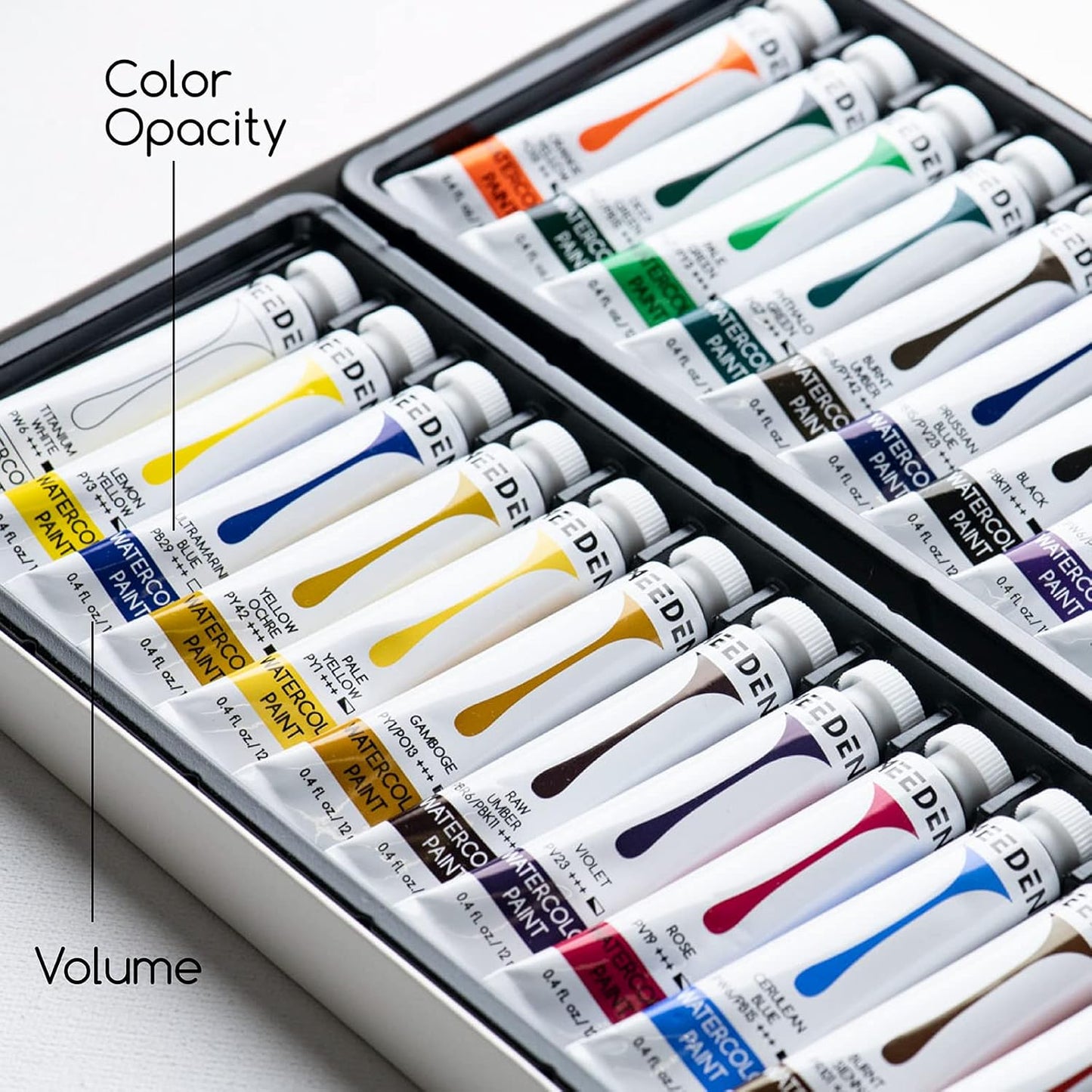 MEEDEN Watercolor Paint Tubes Set - 24 x 12ml/0.4oz Water Color Paints for Students Beginners