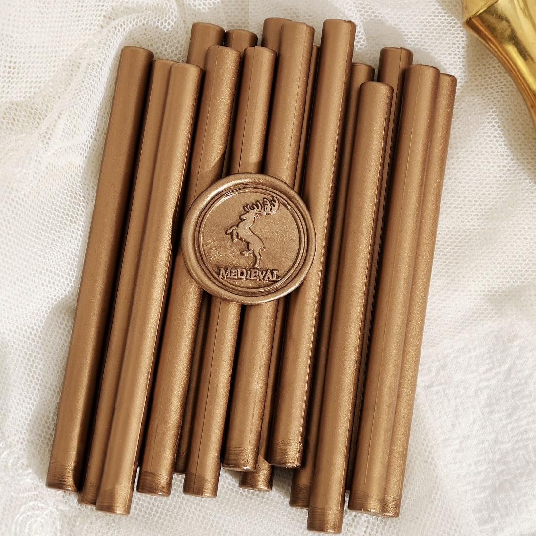 Classic Antique Gold Sealing Wax Stick, Wax Seal Stick for Mini Glue Gun, DIY Wedding Invitation Decoration - Pack of 16