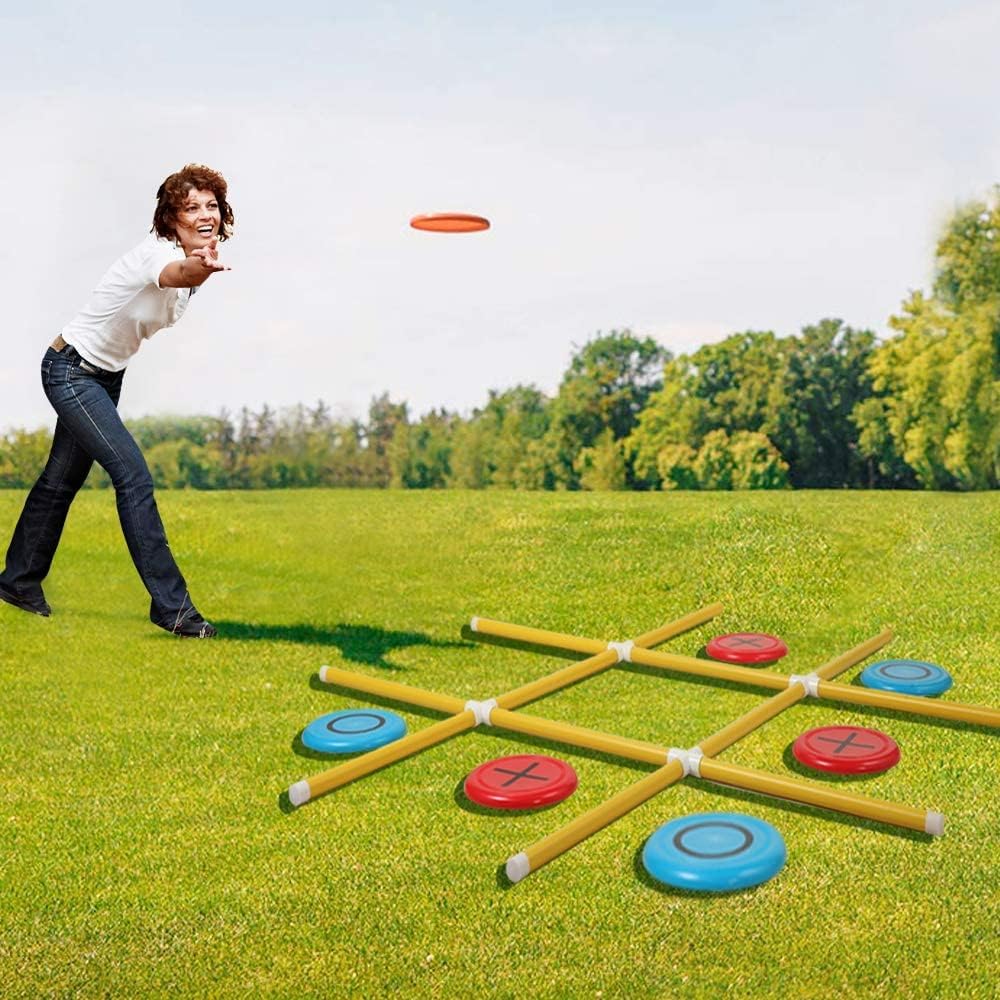 Giant Tic Tac Toe Game, Premium Portable PVC Framed Yard Toss Game, Large Outdoor Indoor Tic Tac Toe Game for Adults and Kids(4ft x 4ft)