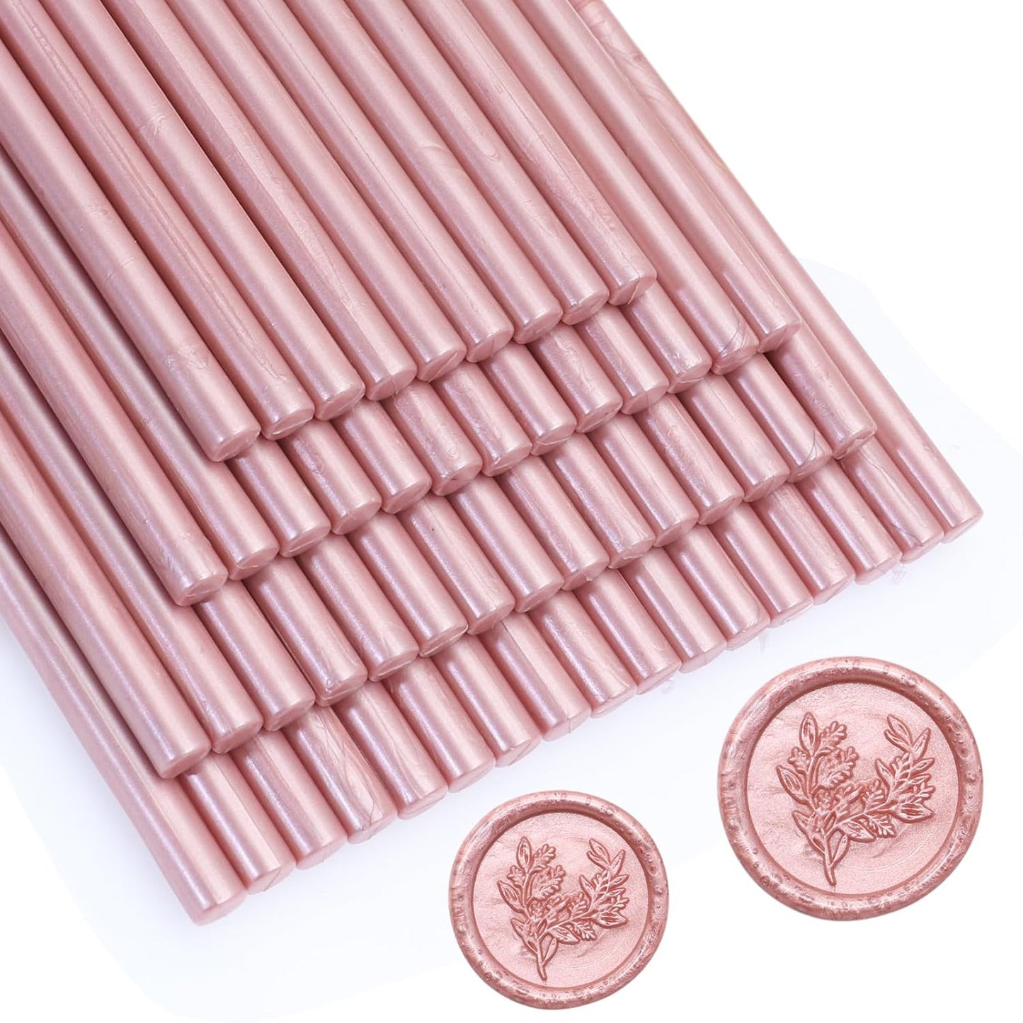 52pcs Rose Gold Wax Sealing Sticks for Wax Seal Stamp - Premium Glue Gun Sticks for Envelope, Letter, Wedding Invitation Craft Adhesive - Great Gift Ideas (Mini Size)