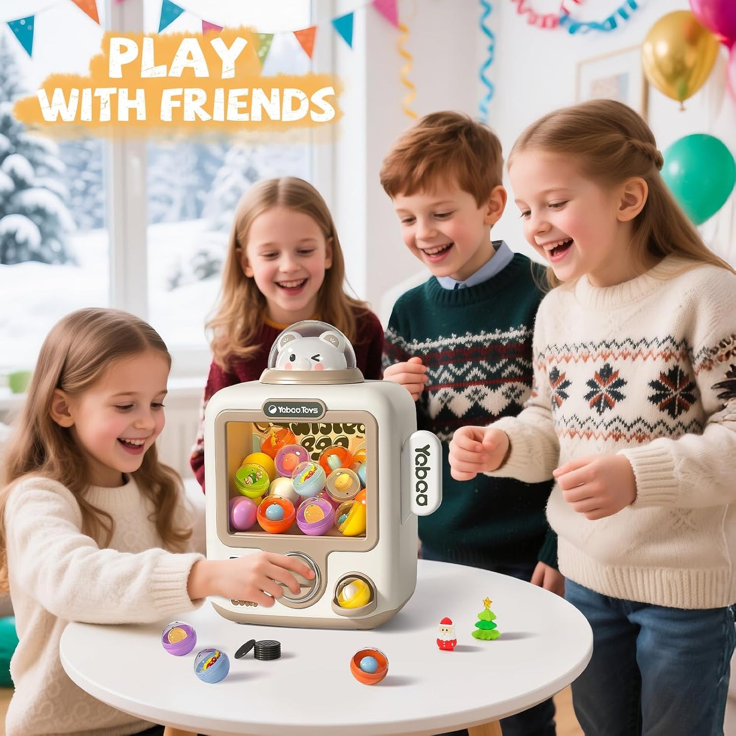34 Pcs Claw Machine for Kids 3-12, Bears Gachapon Machine Toys for Girls 3 4 5 6 Year Old, Mini Vending Machine, Gumball Prize Machine Maker Game for Party, for Boys Girls 3 4 5 6 7 8