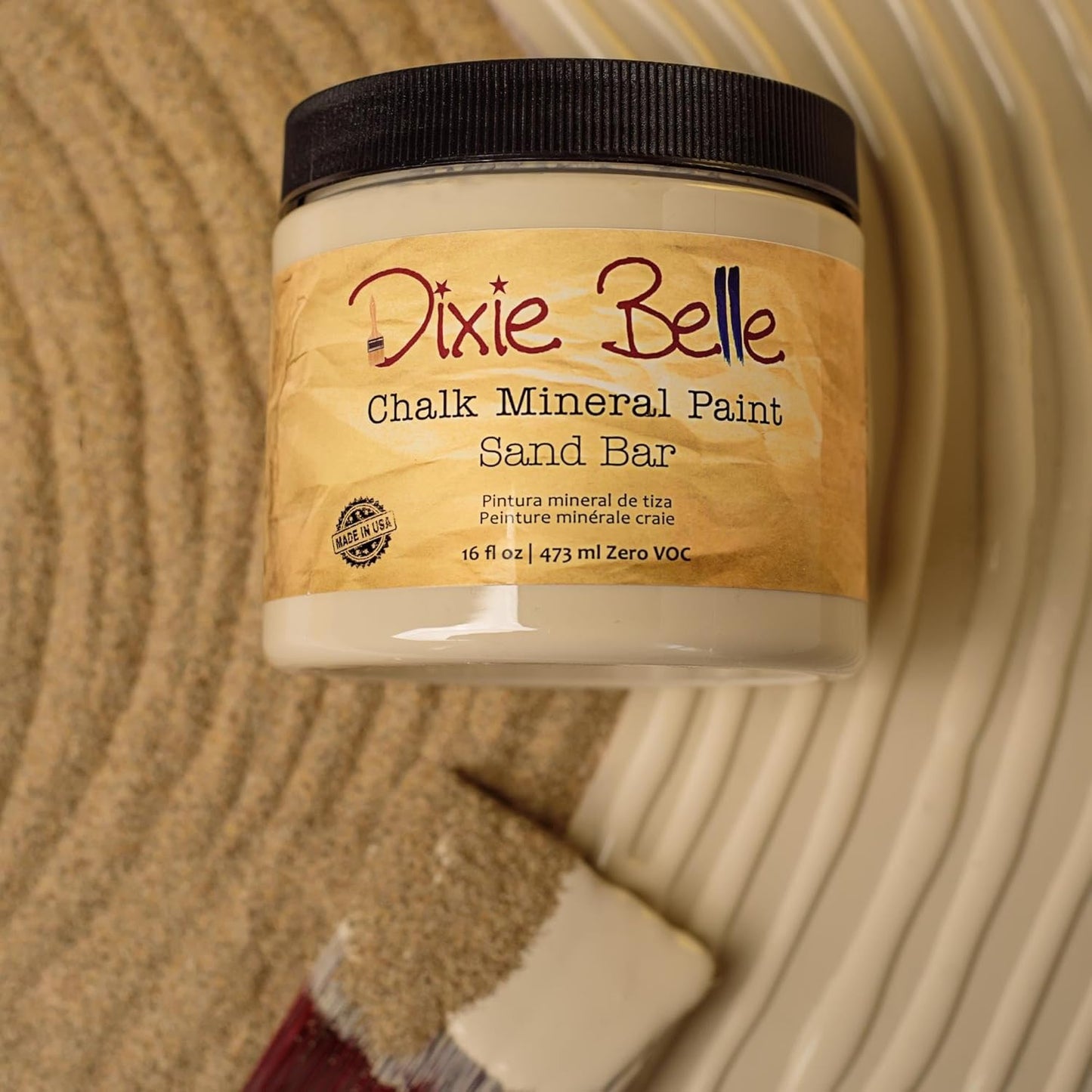 Dixie Belle Paint Company Chalk Finish Furniture Paint - Sand Bar (4oz) - Matte Neutral Tan Chic Chalk Mineral DIY Furniture Paint