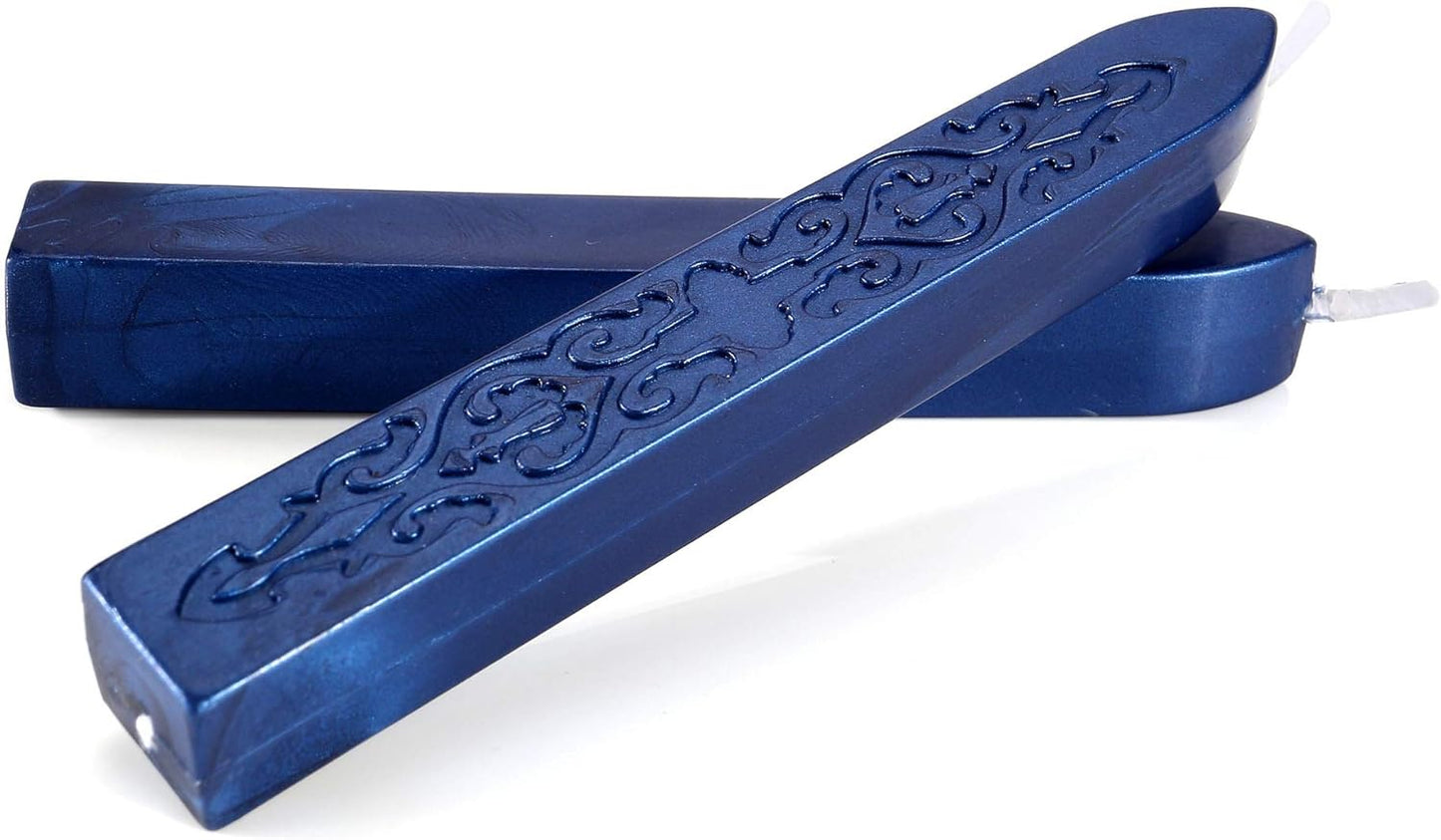 Yoption 12Pcs Sealing Wax Sticks with Wicks, Antique Blue Totem Fire Manuscript Seal Wax Sticks for Wax Seal Stamp (Blue)