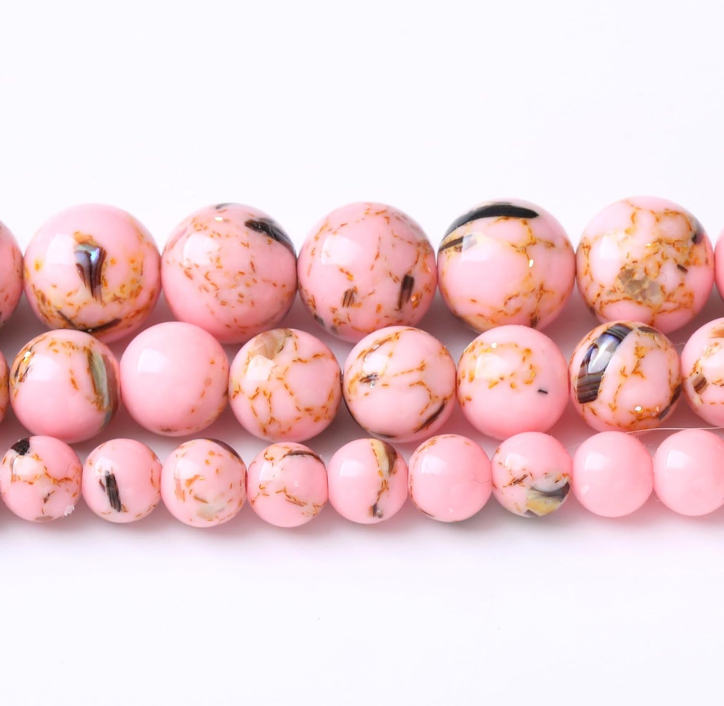 32PCS 12MM Beads Pink Shell Turquoise Beads with Mother-of-Pearl Round Loose Beads Natural Gem Beads for Jewelry Making 15"