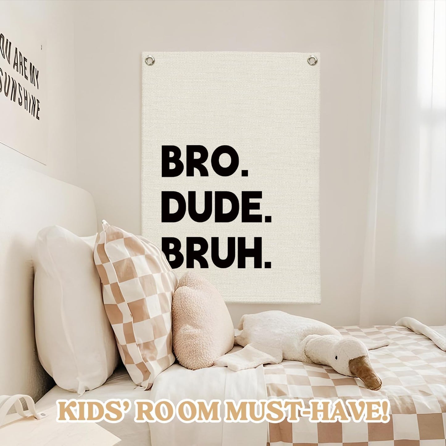 Boys Room Decor,Playroom Wall Decor, Bro Dude Bruh Wall Hanging Pennant Flag Banner Decor for Nursery Classroom Playroom Kids Room, Playroom Essentials