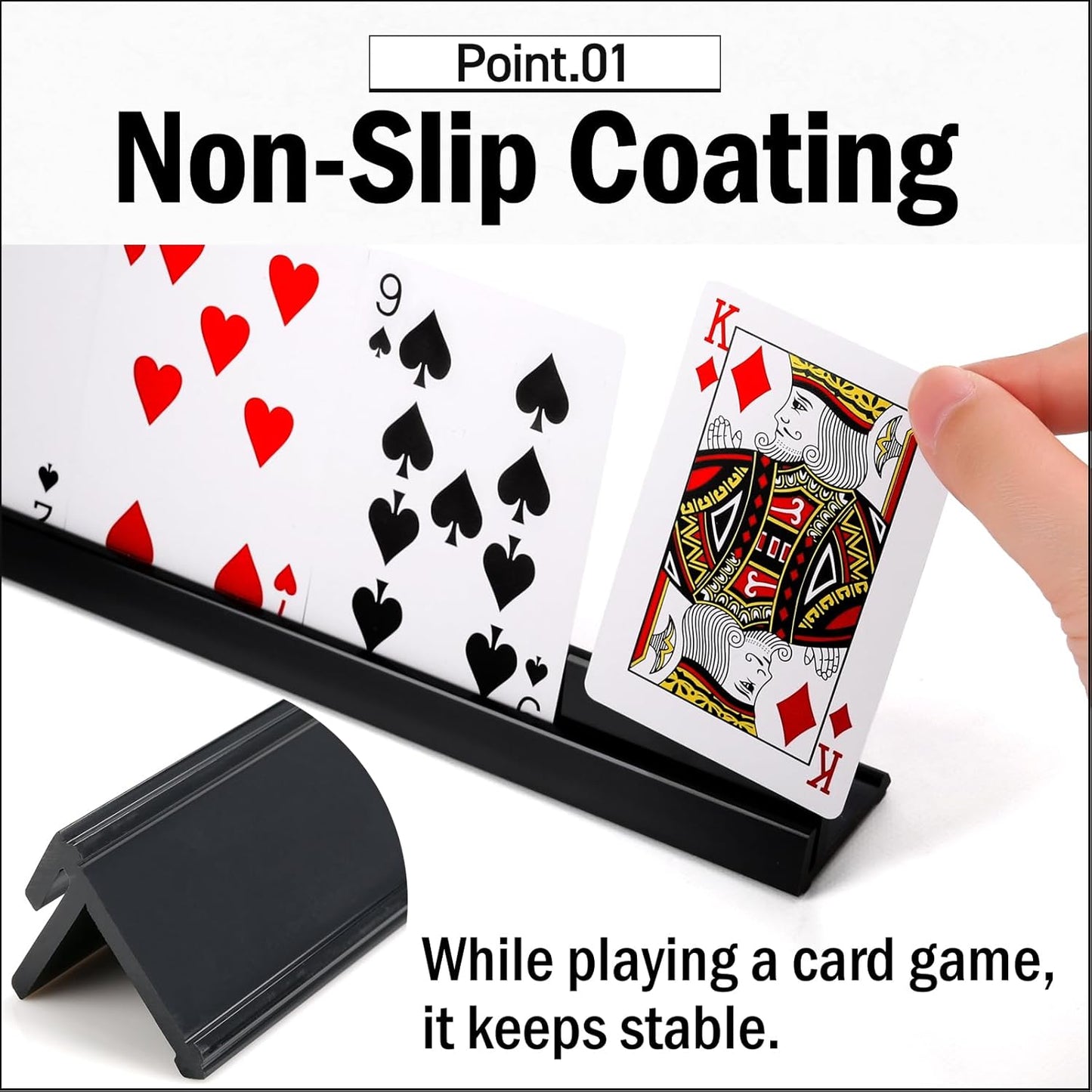 Lightweight Non-Slip Card Holder Stand – Set of 4, 13.4 Inches – Made in Japan for Card Games and TCG, Anti-Skid Base (4 Pack-Black)