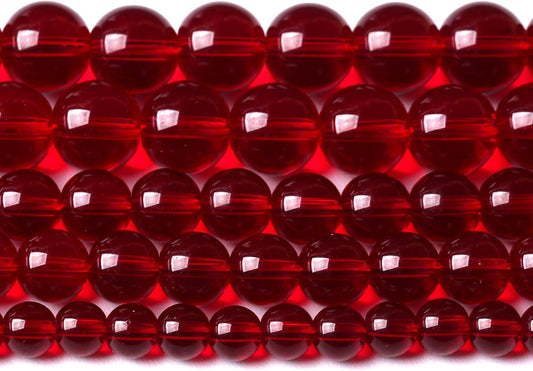 6mm Garnet Red Glass Crystal Beads Smooth Round Stone Beads with Energy Power for DIY Jewlery Bracelets Making 120pcs 2 Strands 32"
