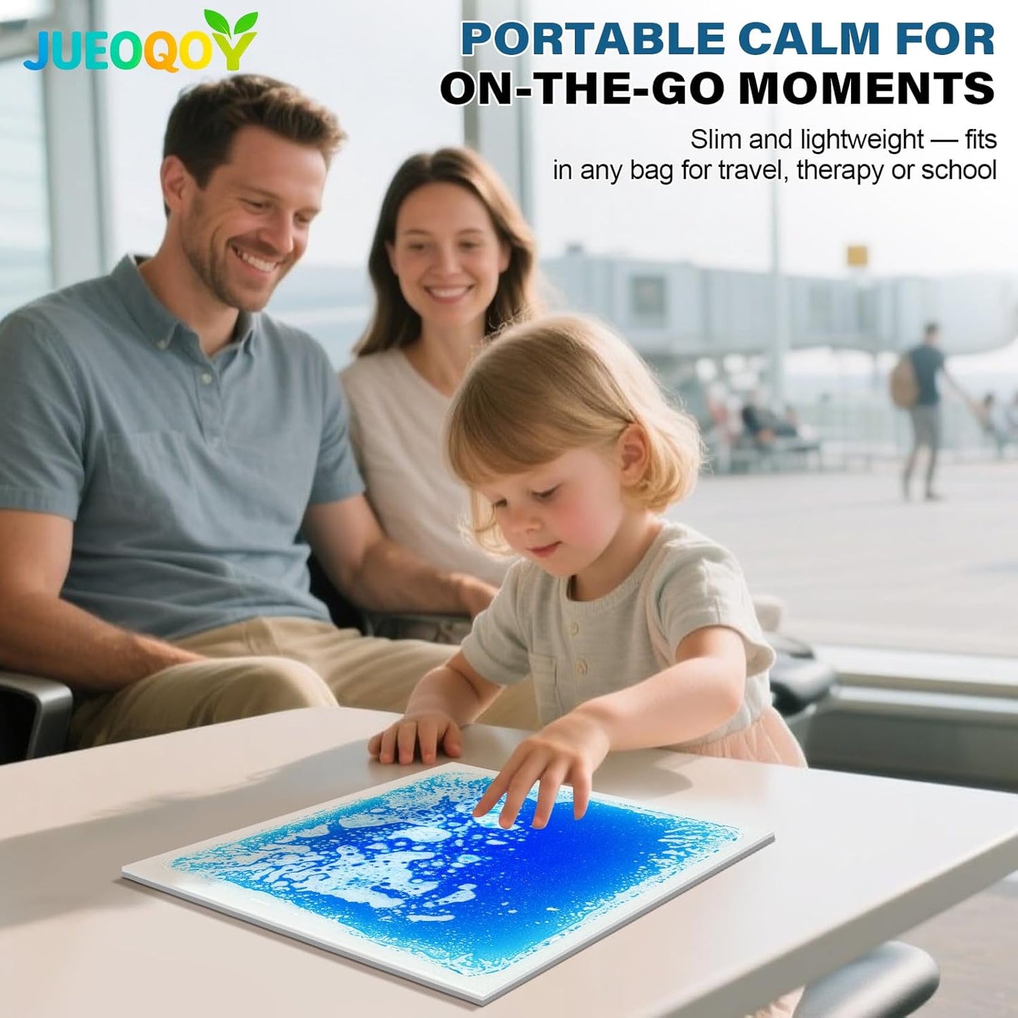 Liquid Sensory Floor Tile for Kids Ages 3+, 12" Step-On Tile with Non-Slip Base, Interactive Color-Flow, Blue, for Calm Corners (1-Pack)