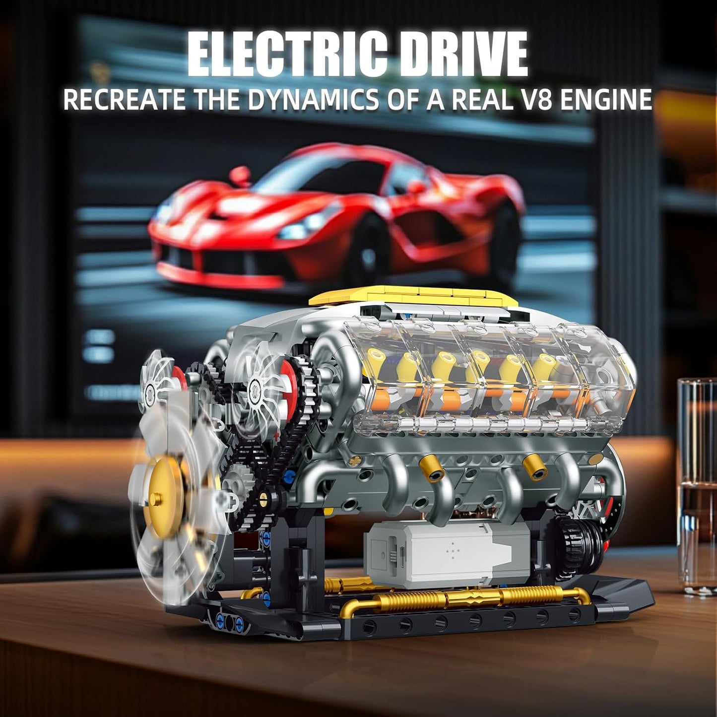 V8 Engine Building Kit for Adults, Build Your Own MOC Mini V8 Engine Model Toy for Display, Compatible with Lego Car Set, STEM Building Project for Teens & Kids Boys 8-14 (692 PCS)