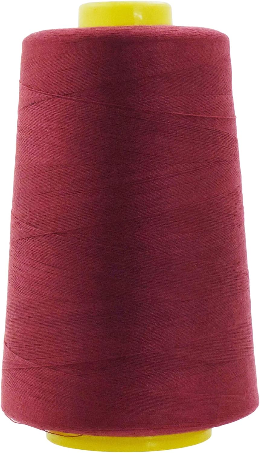 Mandala Crafts 4 Pack of Serger Threads Cones Spools - 40S/2 24000 Yards Polyester Maroon Threads for Sergers Machine and Overlock Quilting Sewing Machine