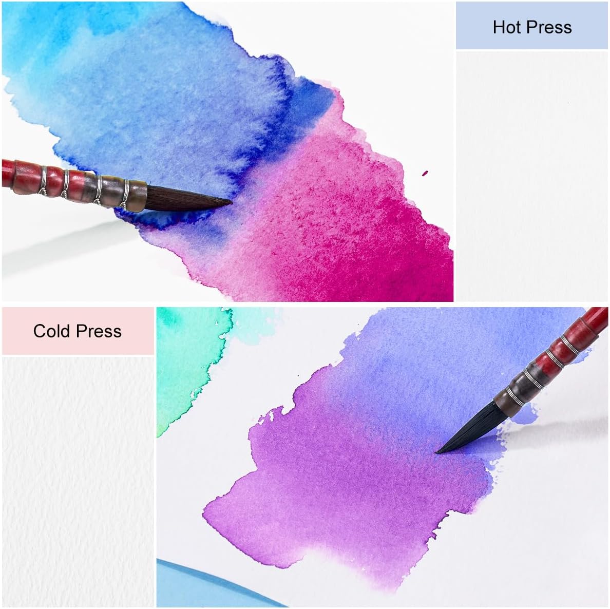 Lightwish Square Watercolor Journal,100% Cotton,300gsm/140lb,Acid-Free,24 Sheets Cold Press Watecolor Sketchbook for Artists Adults Students,6.29 * 6.29 Inches(Purple Sunset)