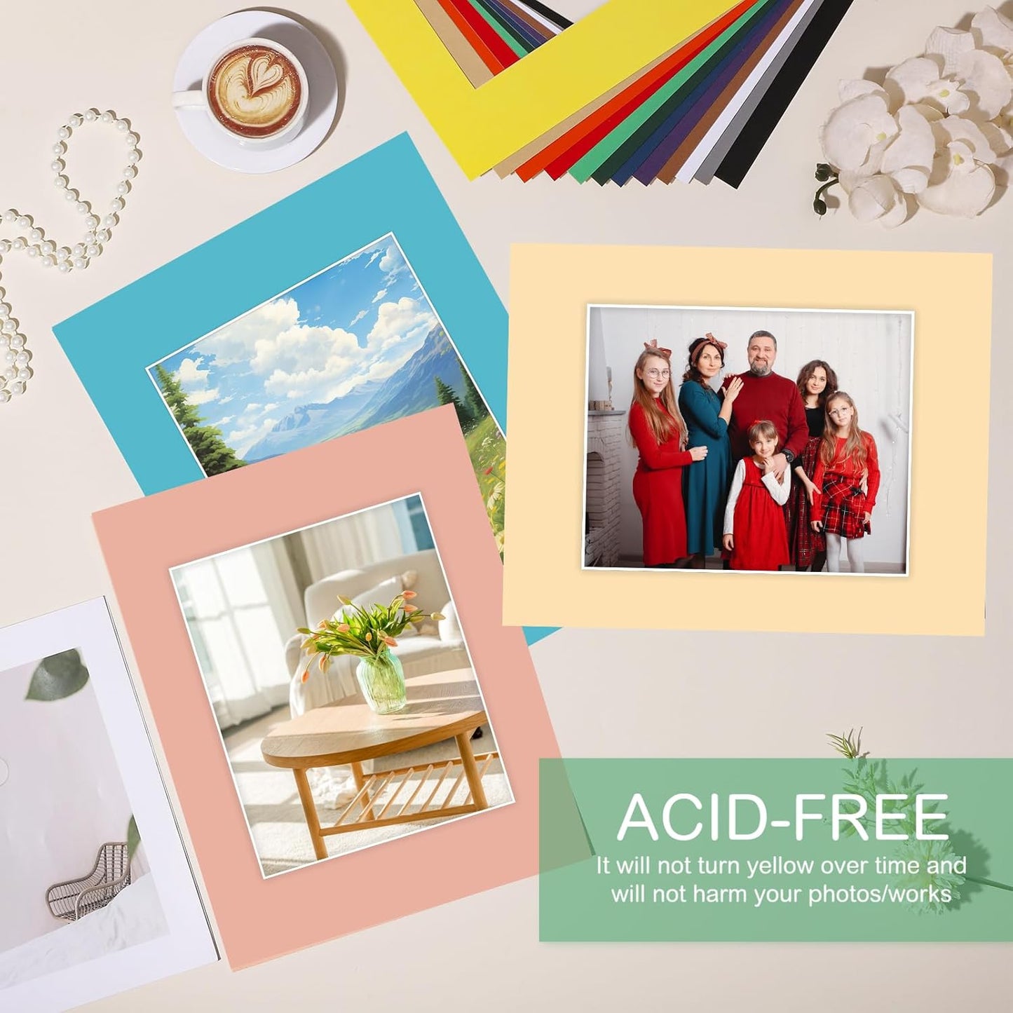 Prudiut 15 Pack 11x14 Picture Mats, Mixed Colors Frame Mattes for 8 x10 Pictures Photo Frame Mat Core Bevel Cut Mat Board Show Kit for Photos, Prints, Artworks