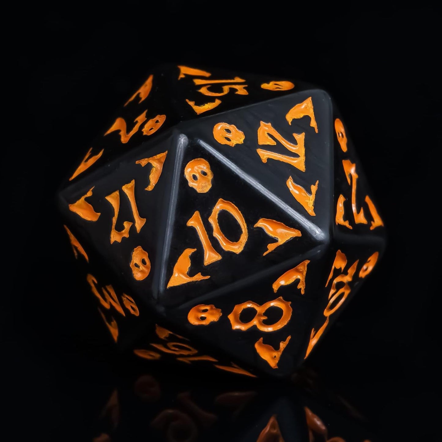 7-Die DND Dice Set Halloween Pattern Polyhedral Dice Set with Leather Bag, Skull Dice D&D Dice Set for RPG Table Games (Halloween Pattern-Black)