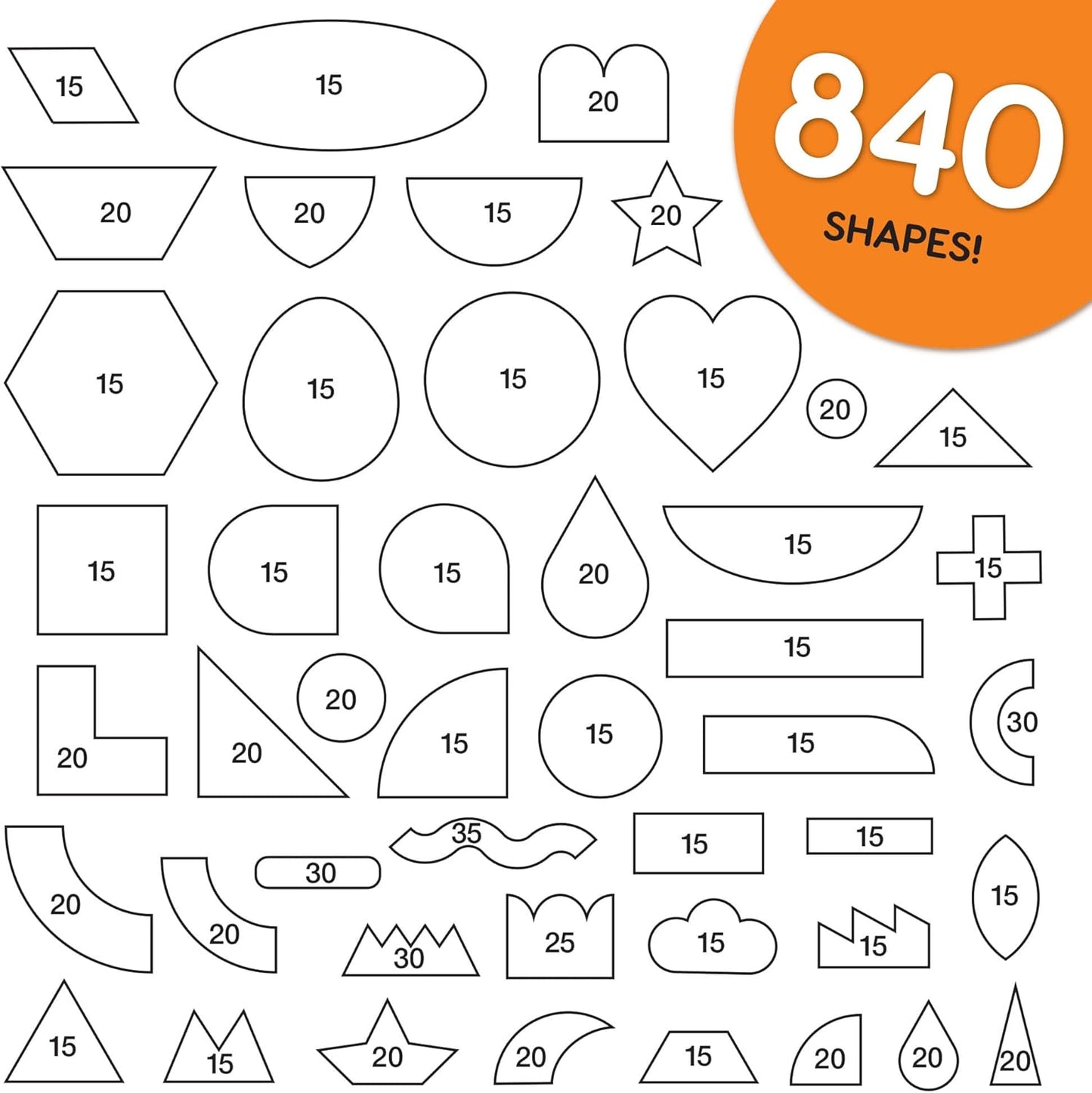 ARTshapes 840 pc Creative Paper Shapes Pack with 70+ Idea Guide - US Made Card Stock - Punch Out Funky DIY Craft Supplies for Whimsical Art Designs, Paper Crafts, and Pattern Play 5 Jewel Colors